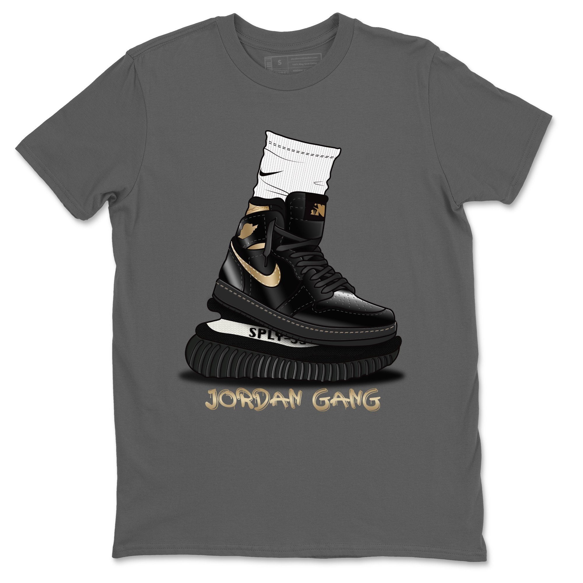 Air Jordan Gang Unisex Tops - Air Jordan 1 Black Metallic Gold