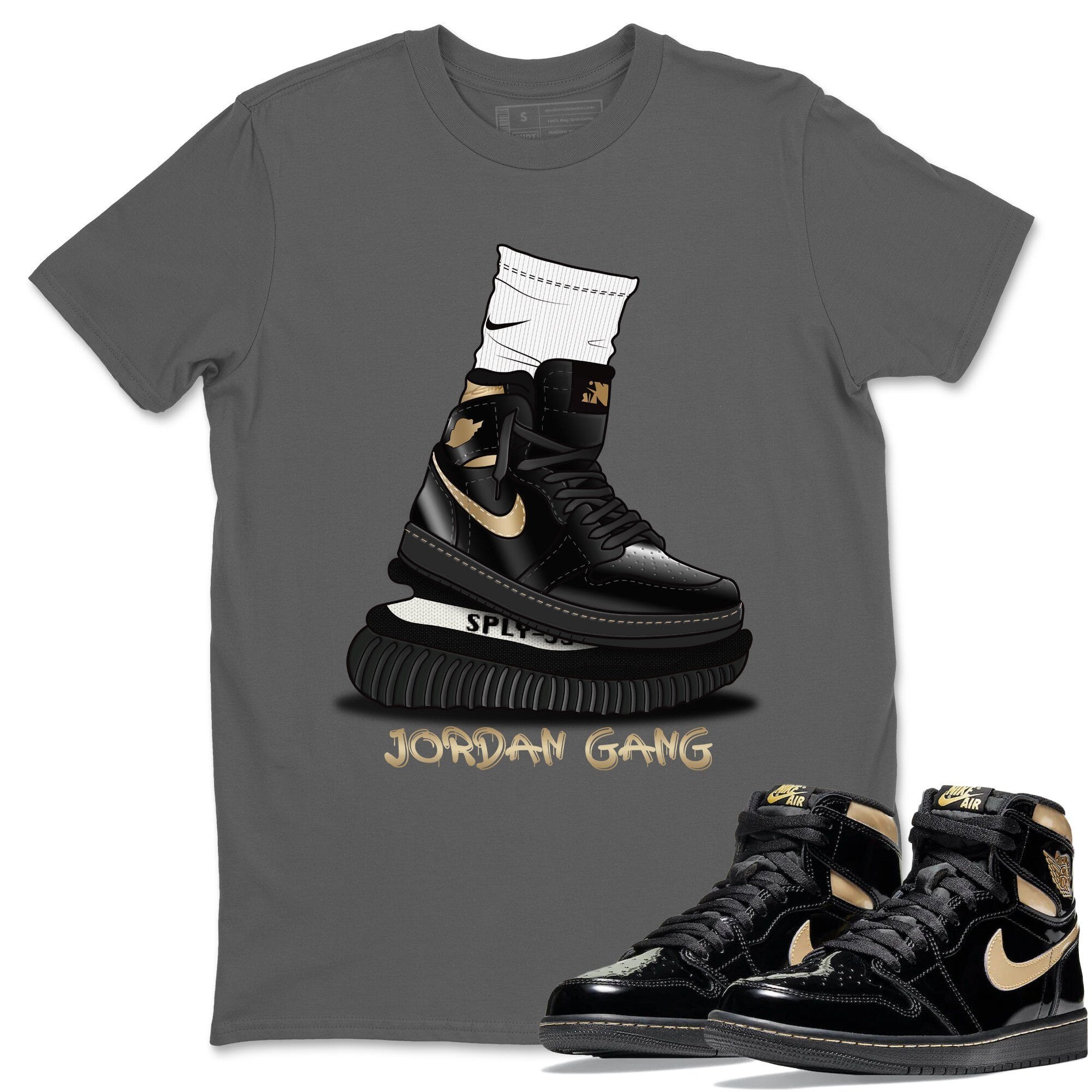 Air Jordan Gang Unisex Tops - Air Jordan 1 Black Metallic Gold