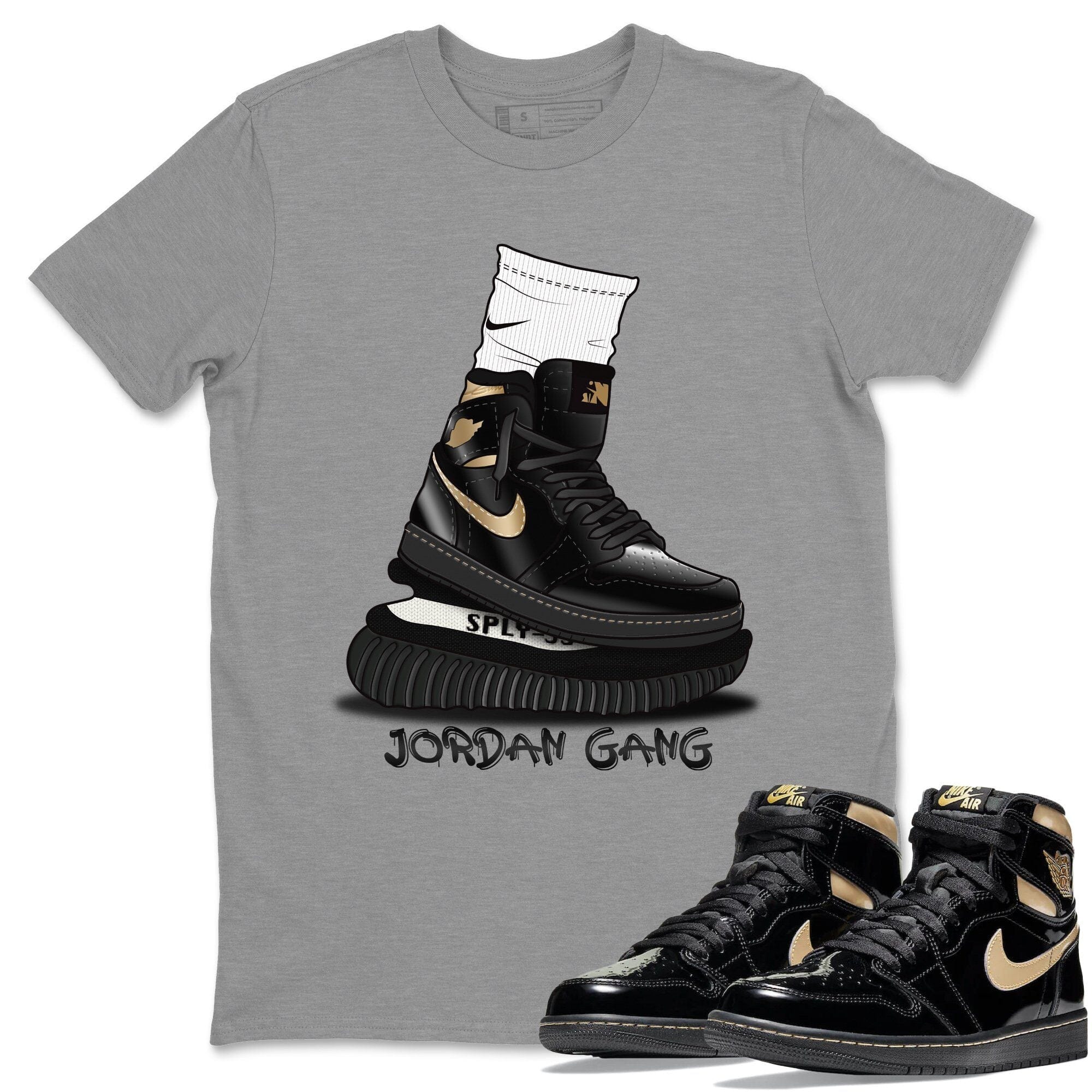 Air Jordan Gang Unisex Tops - Air Jordan 1 Black Metallic Gold