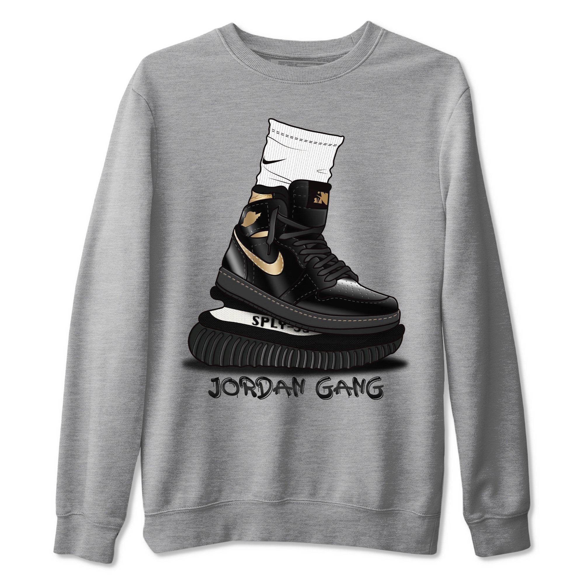 Air Jordan Gang Unisex Tops - Air Jordan 1 Black Metallic Gold