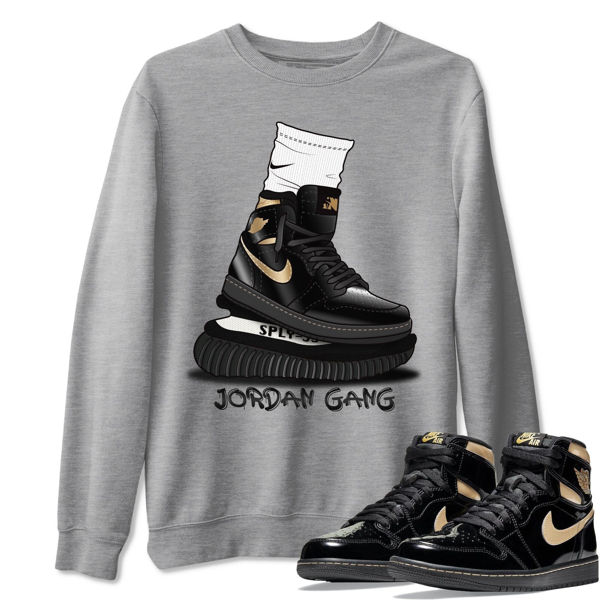 Air Jordan Gang Unisex Tops - Air Jordan 1 Black Metallic Gold