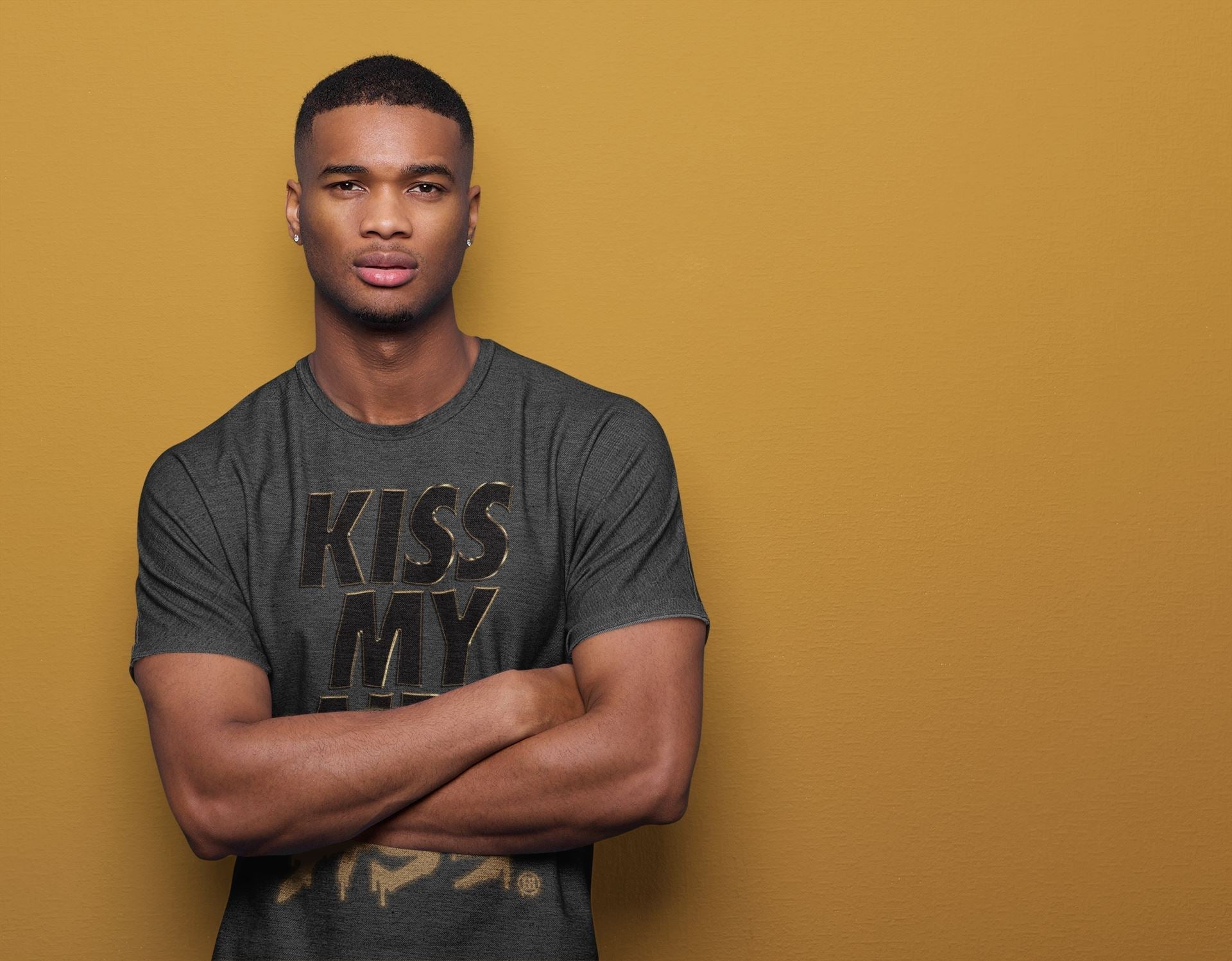 Kiss My Ass Unisex Tops - Air Jordan 1 Black Metallic Gold