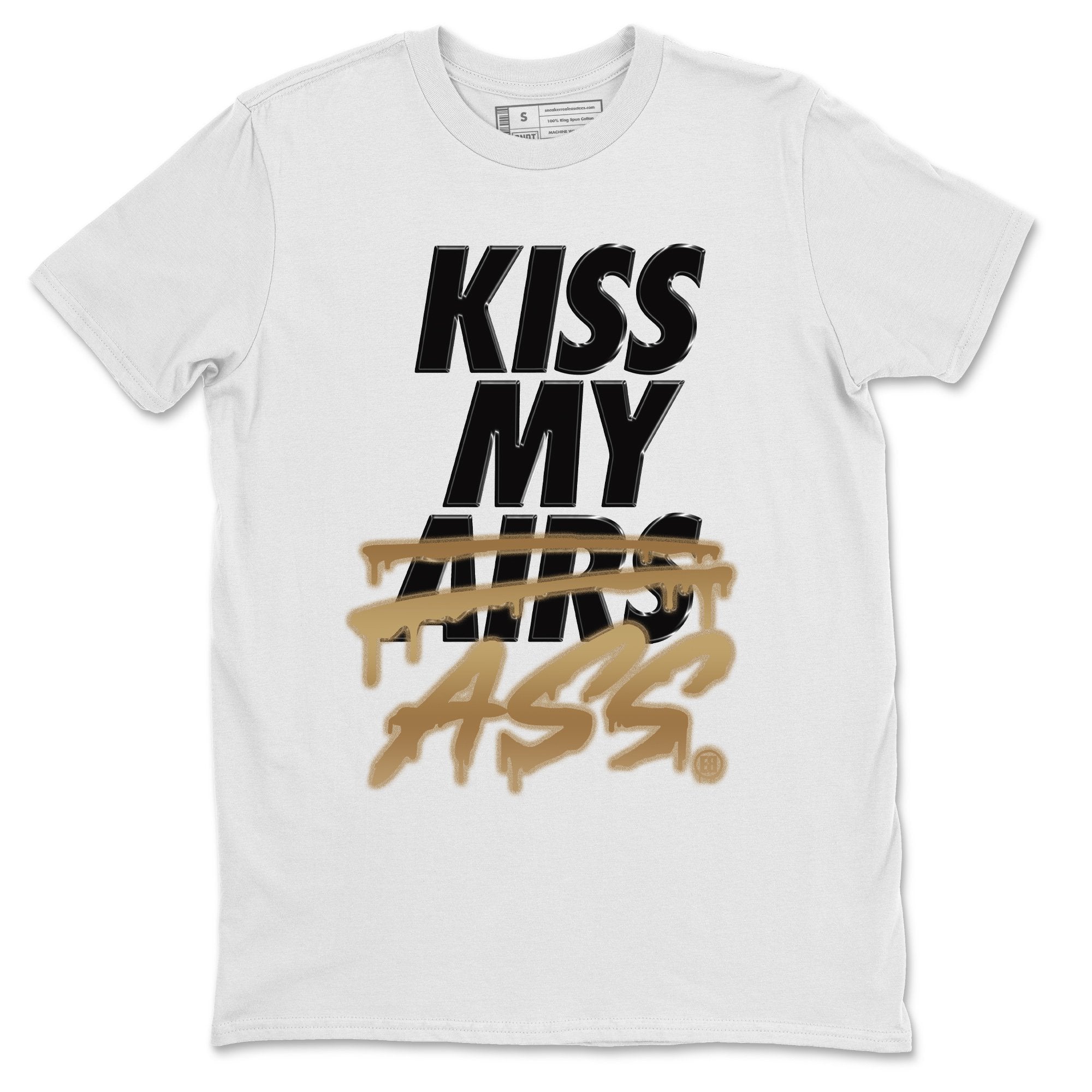 Kiss My Ass Unisex Tops - Air Jordan 1 Black Metallic Gold