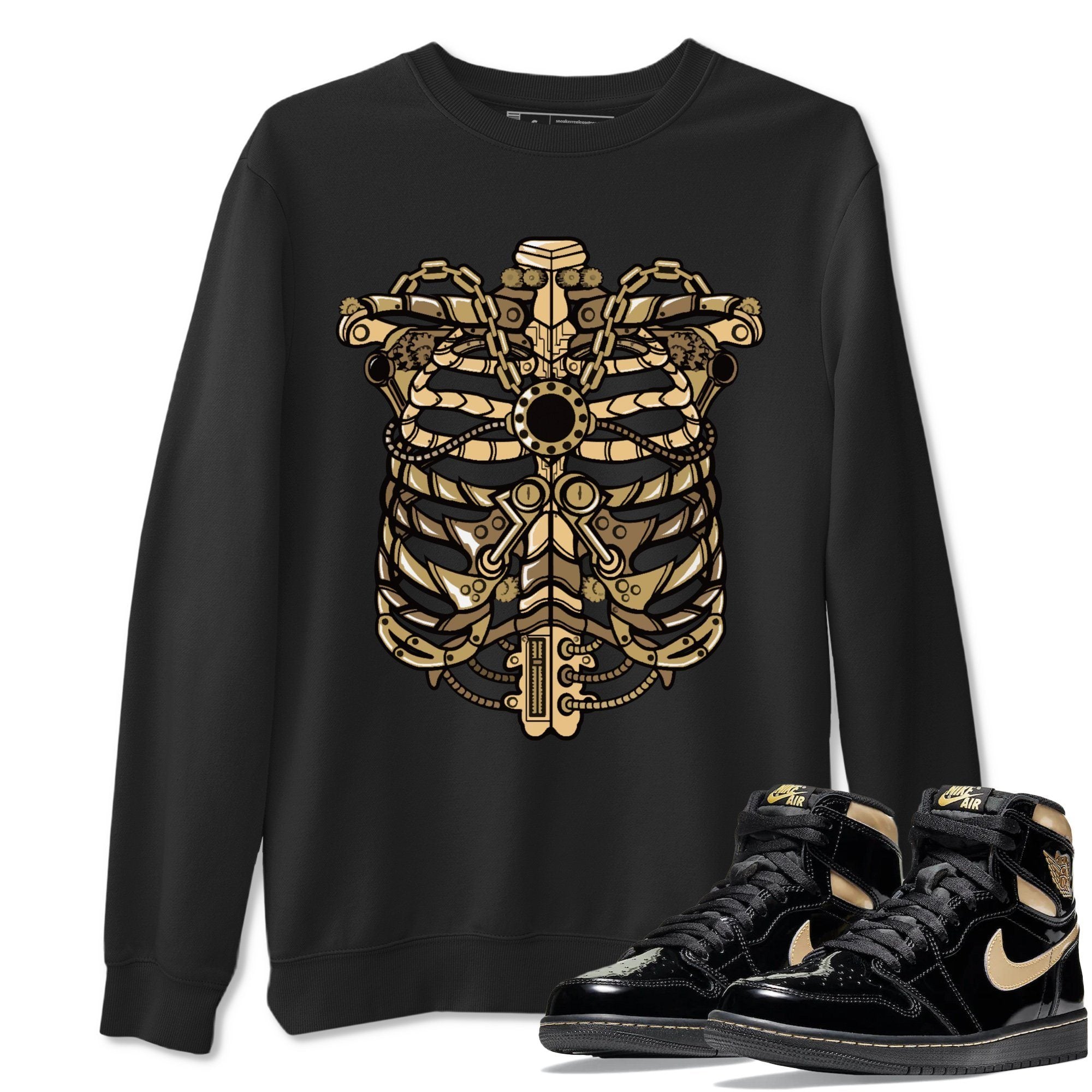 Metallic Ribcage Unisex Tops - Air Jordan 1 Black Metallic Gold