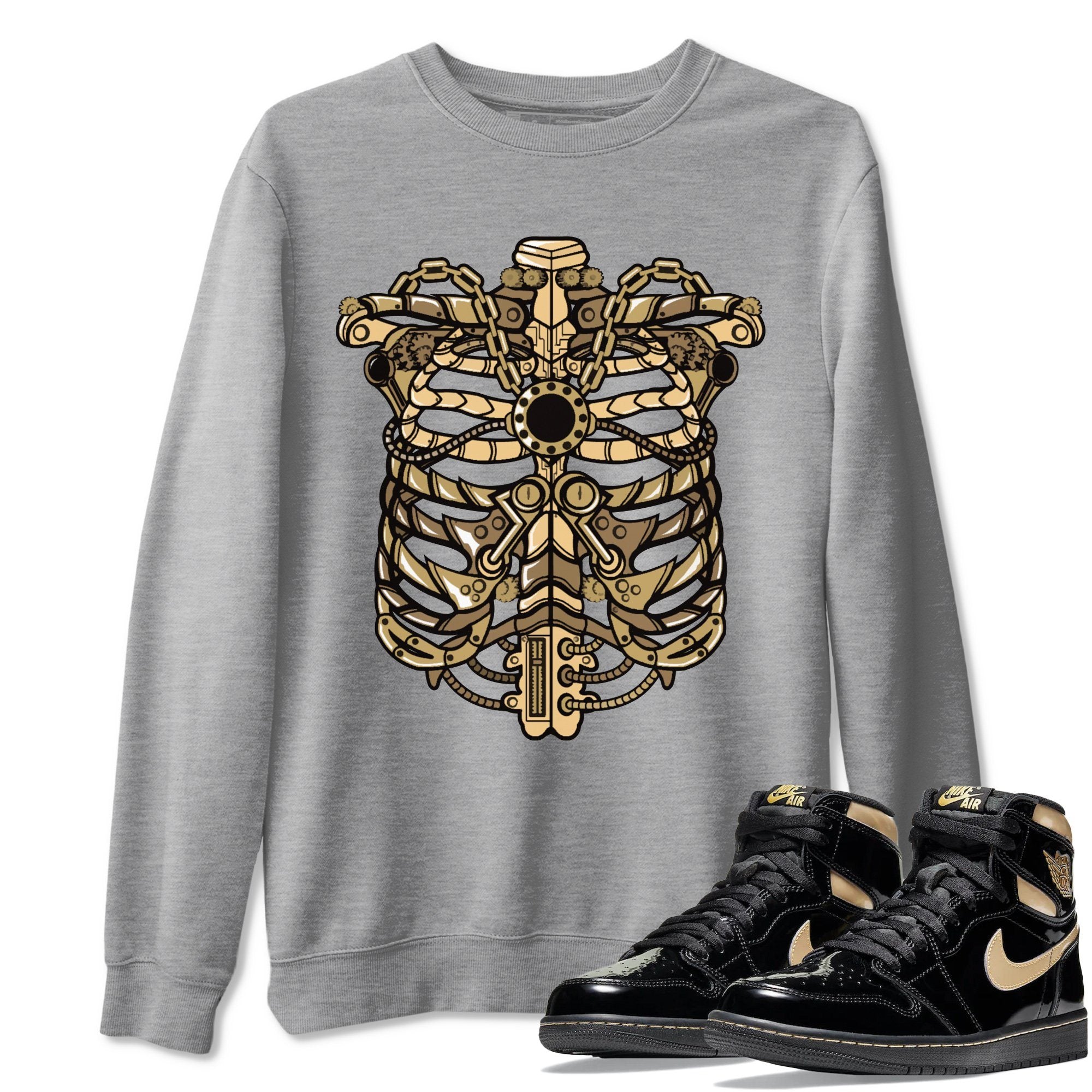 Metallic Ribcage Unisex Tops - Air Jordan 1 Black Metallic Gold