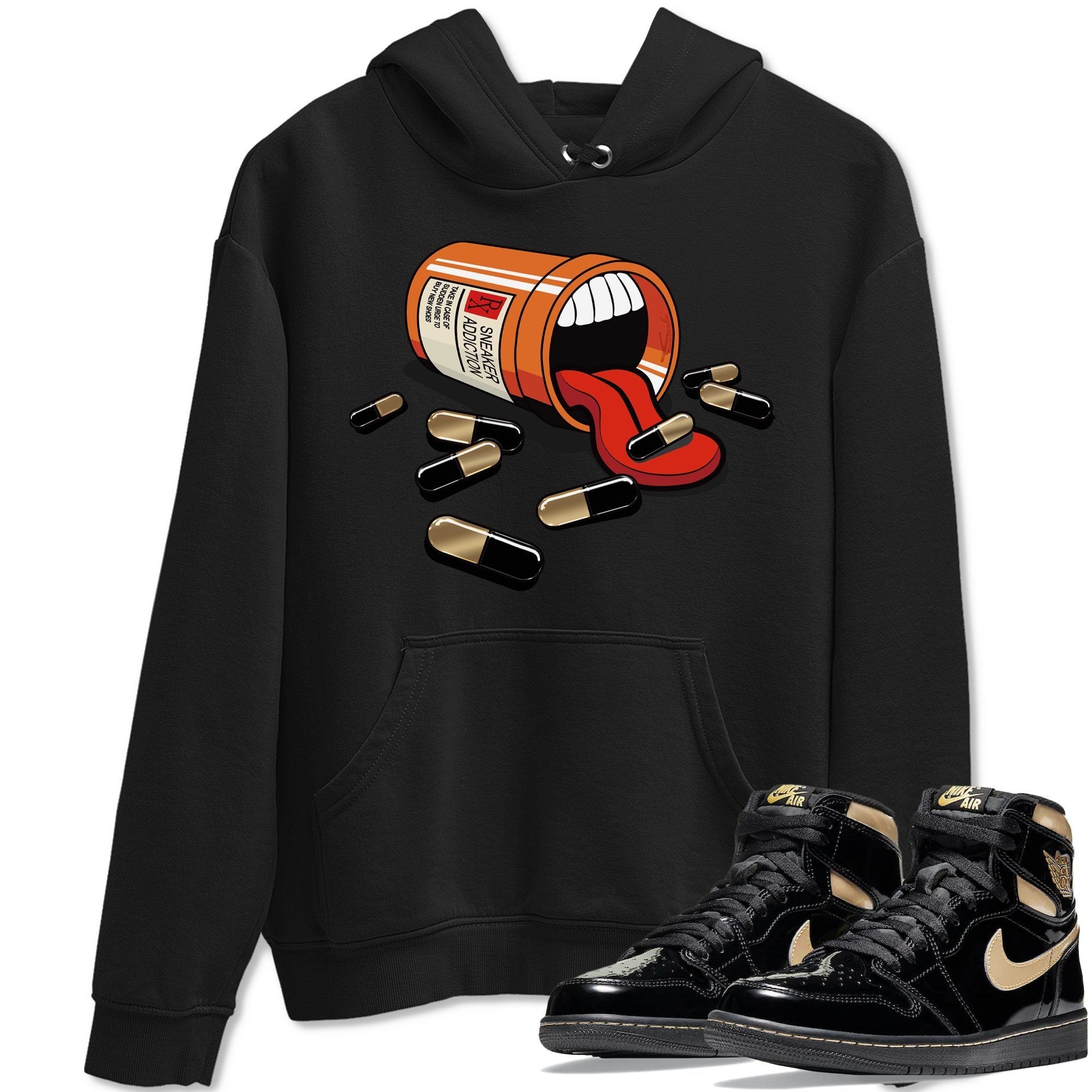 snkmatch Addiction Unisex Tops - Air Jordan 1 Black Metallic Gold