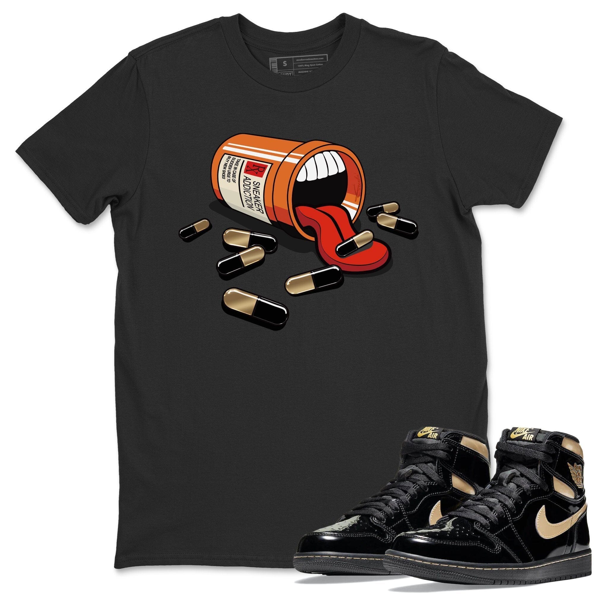 snkmatch Addiction Unisex Tops - Air Jordan 1 Black Metallic Gold