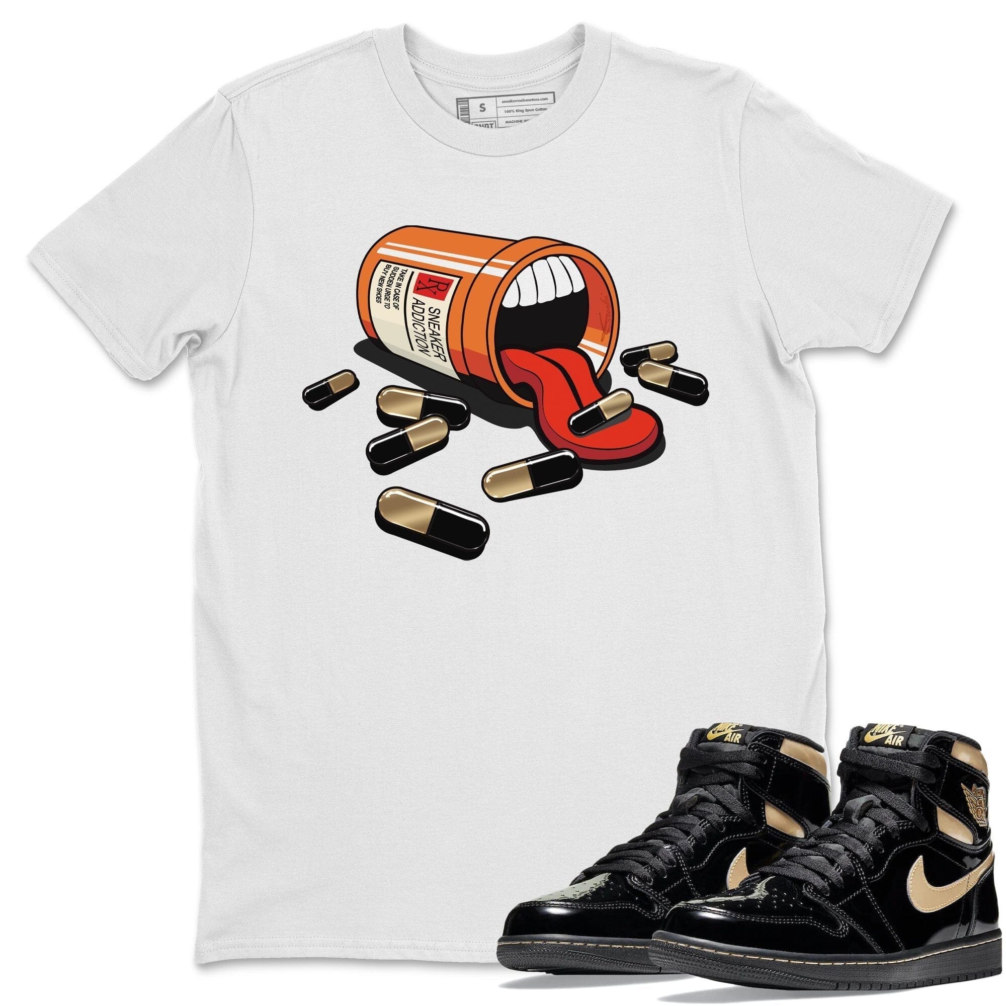 snkmatch Addiction Unisex Tops - Air Jordan 1 Black Metallic Gold