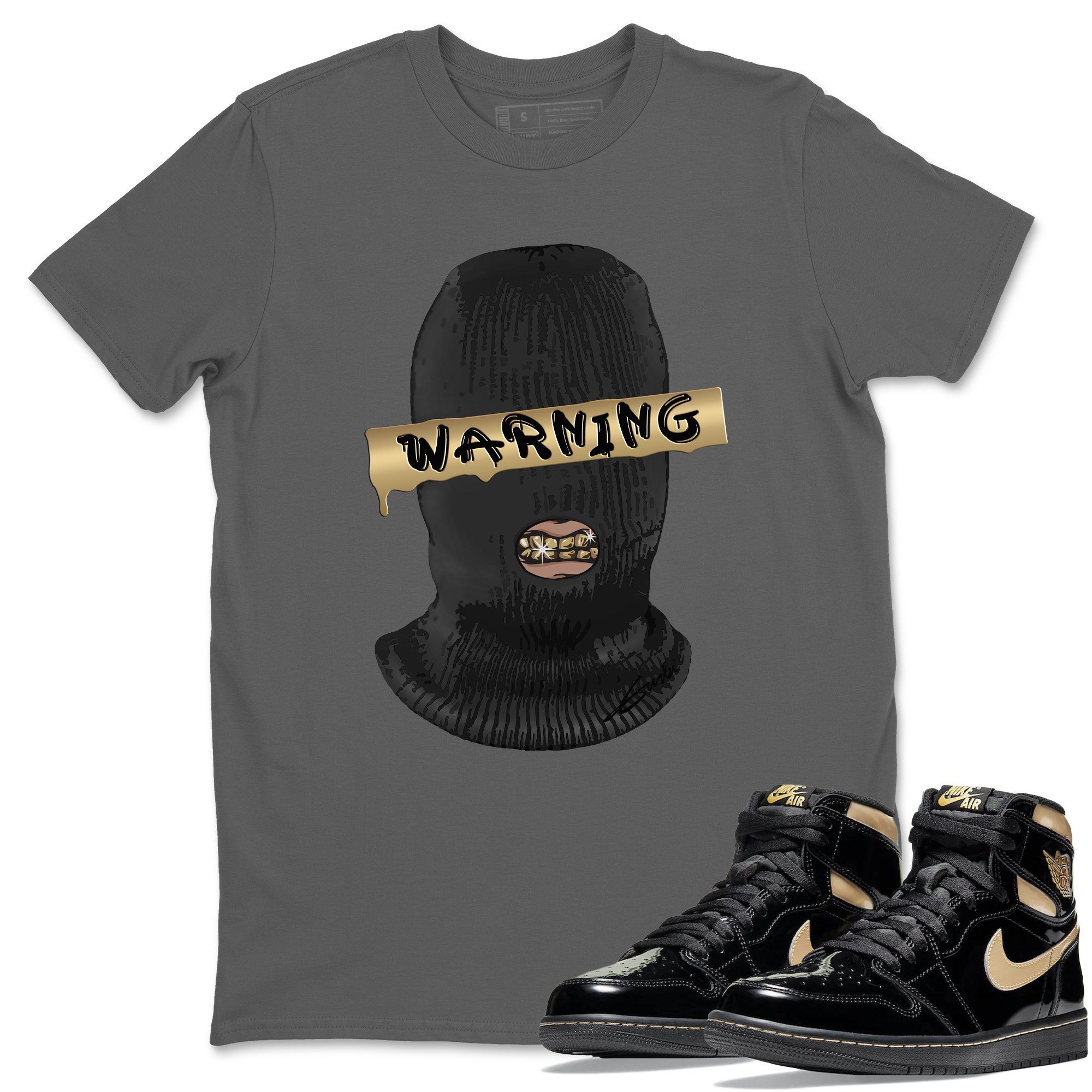 Warning Unisex Tops - Air Jordan 1 Black Metallic Gold