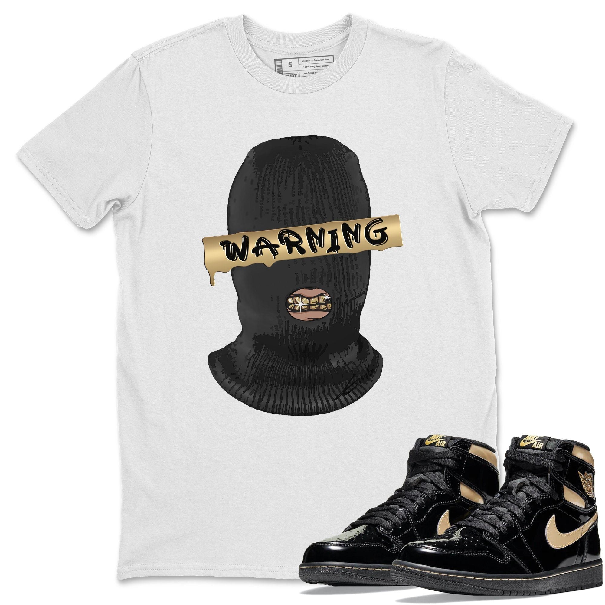 Warning Unisex Tops - Air Jordan 1 Black Metallic Gold