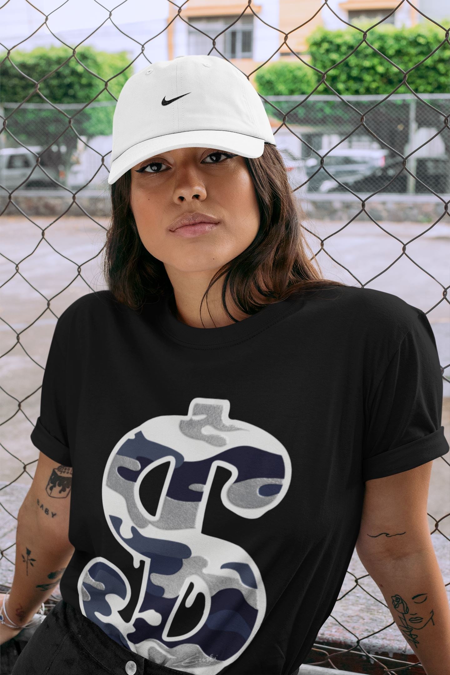 Dollar Camo Unisex Tops - Air Jordan 1 Midnight Navy
