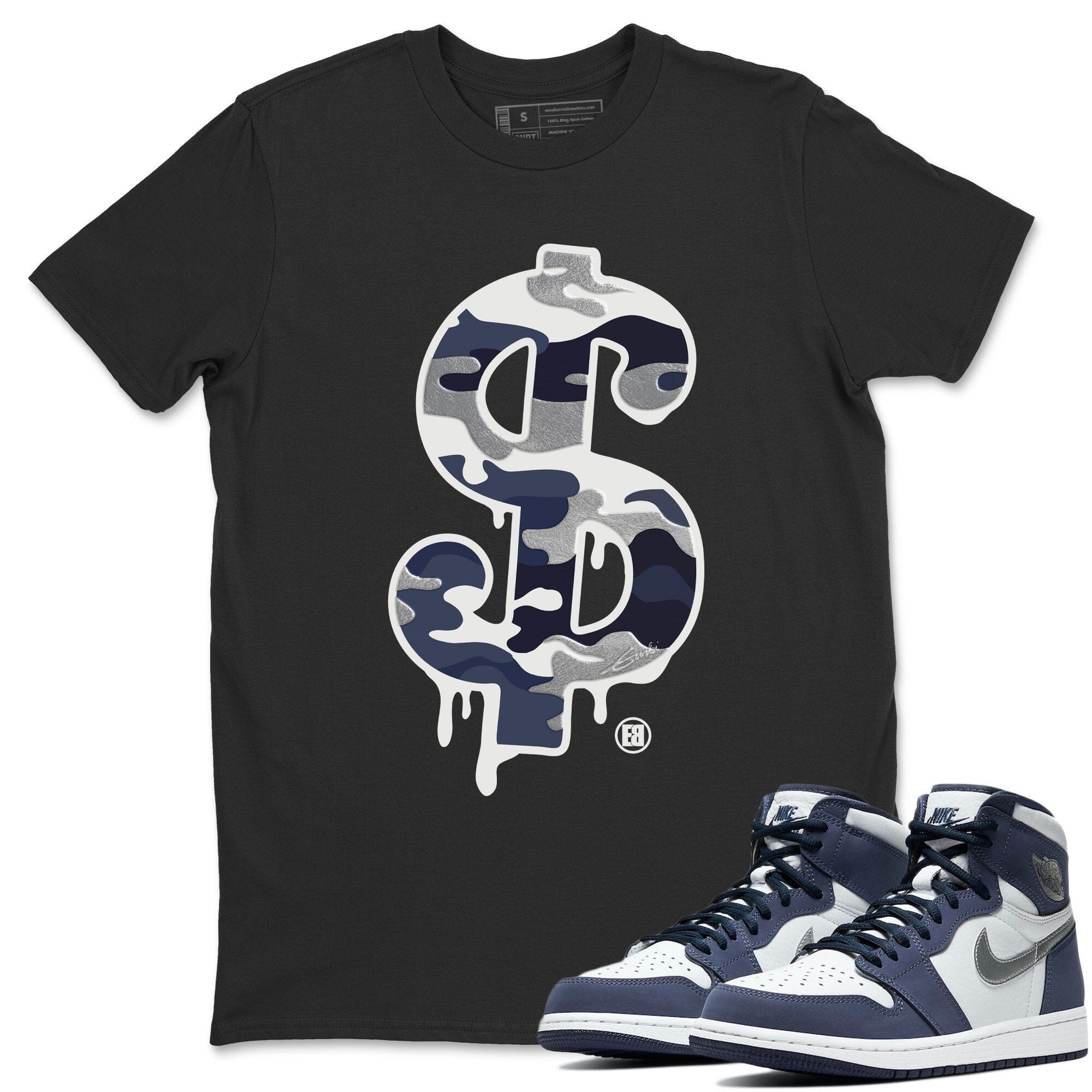 Dollar Camo Unisex Tops - Air Jordan 1 Midnight Navy