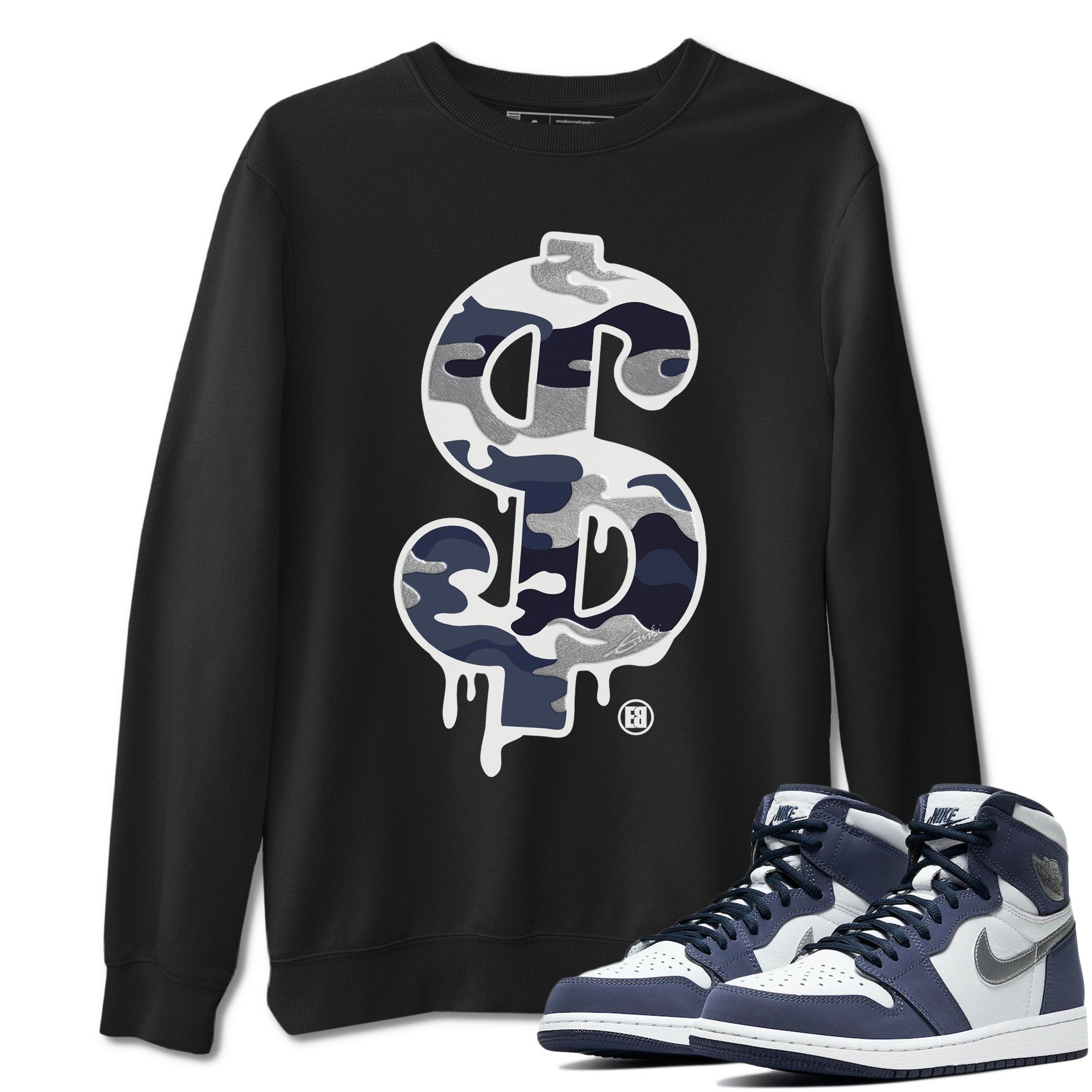Dollar Camo Unisex Tops - Air Jordan 1 Midnight Navy