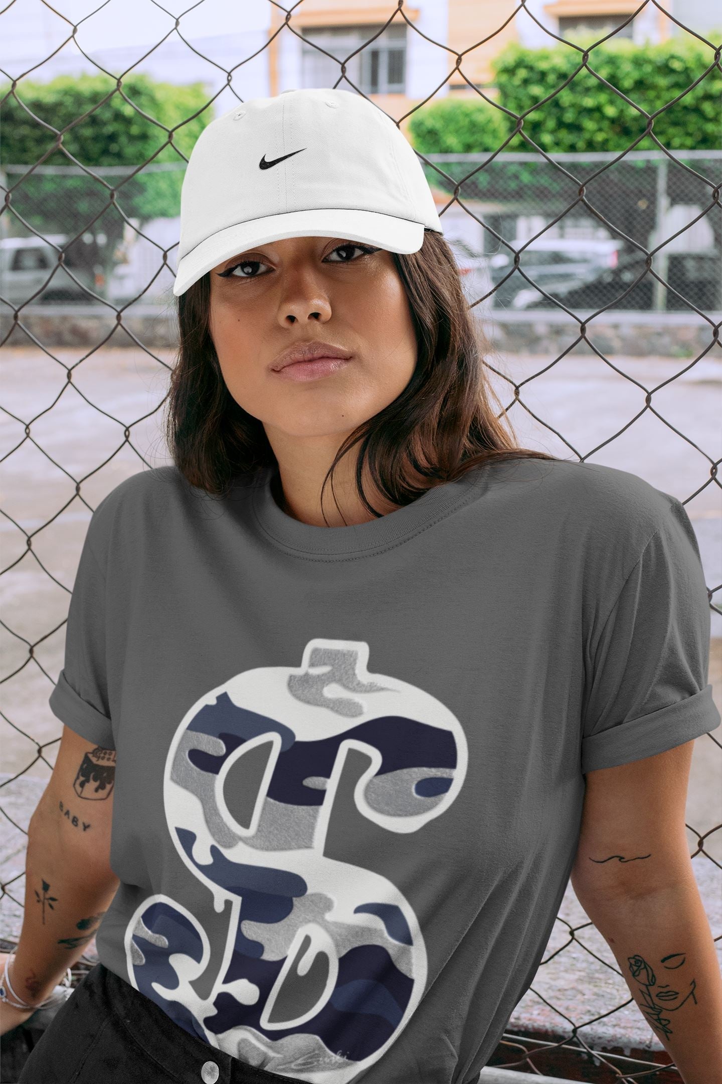 Dollar Camo Unisex Tops - Air Jordan 1 Midnight Navy