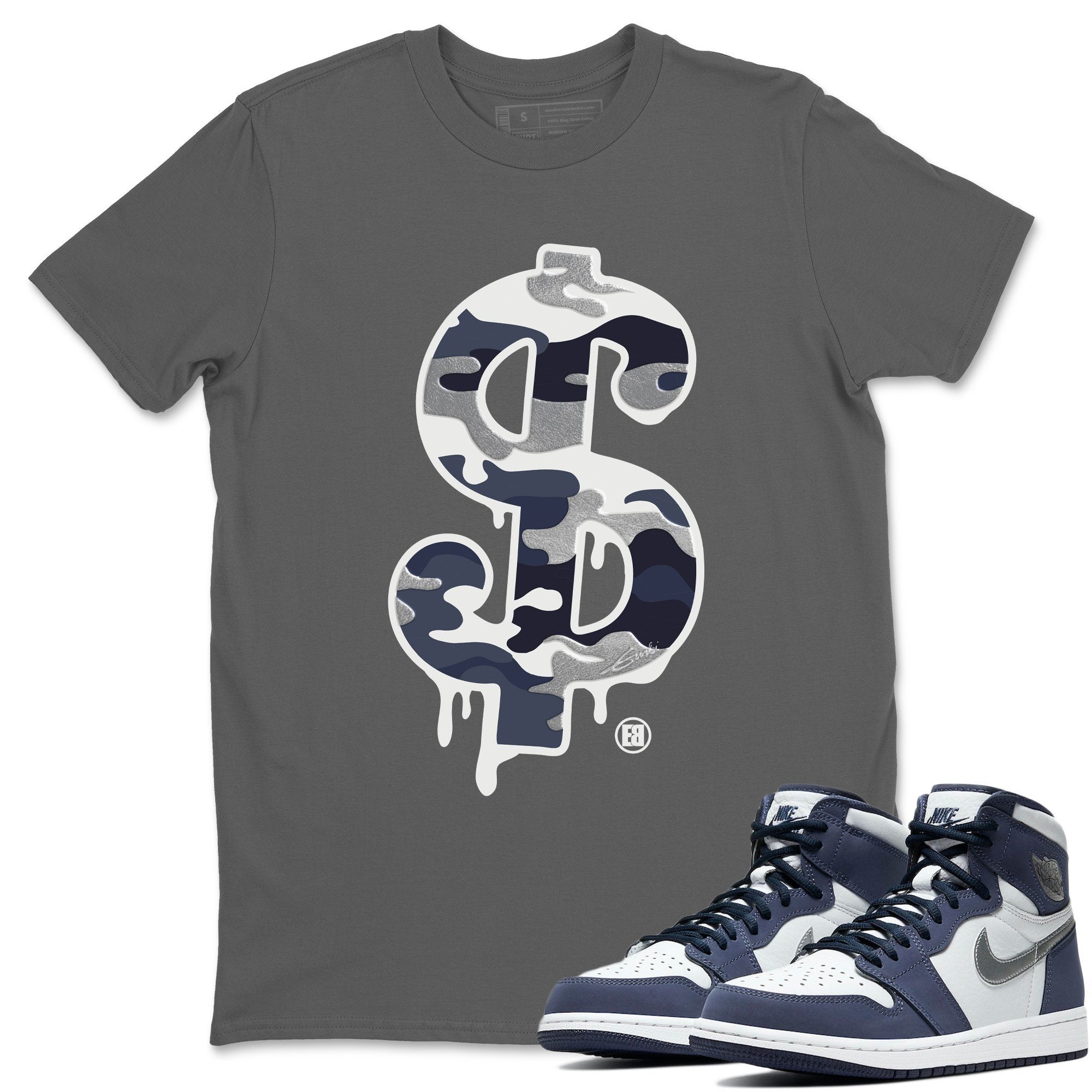 Dollar Camo Unisex Tops - Air Jordan 1 Midnight Navy