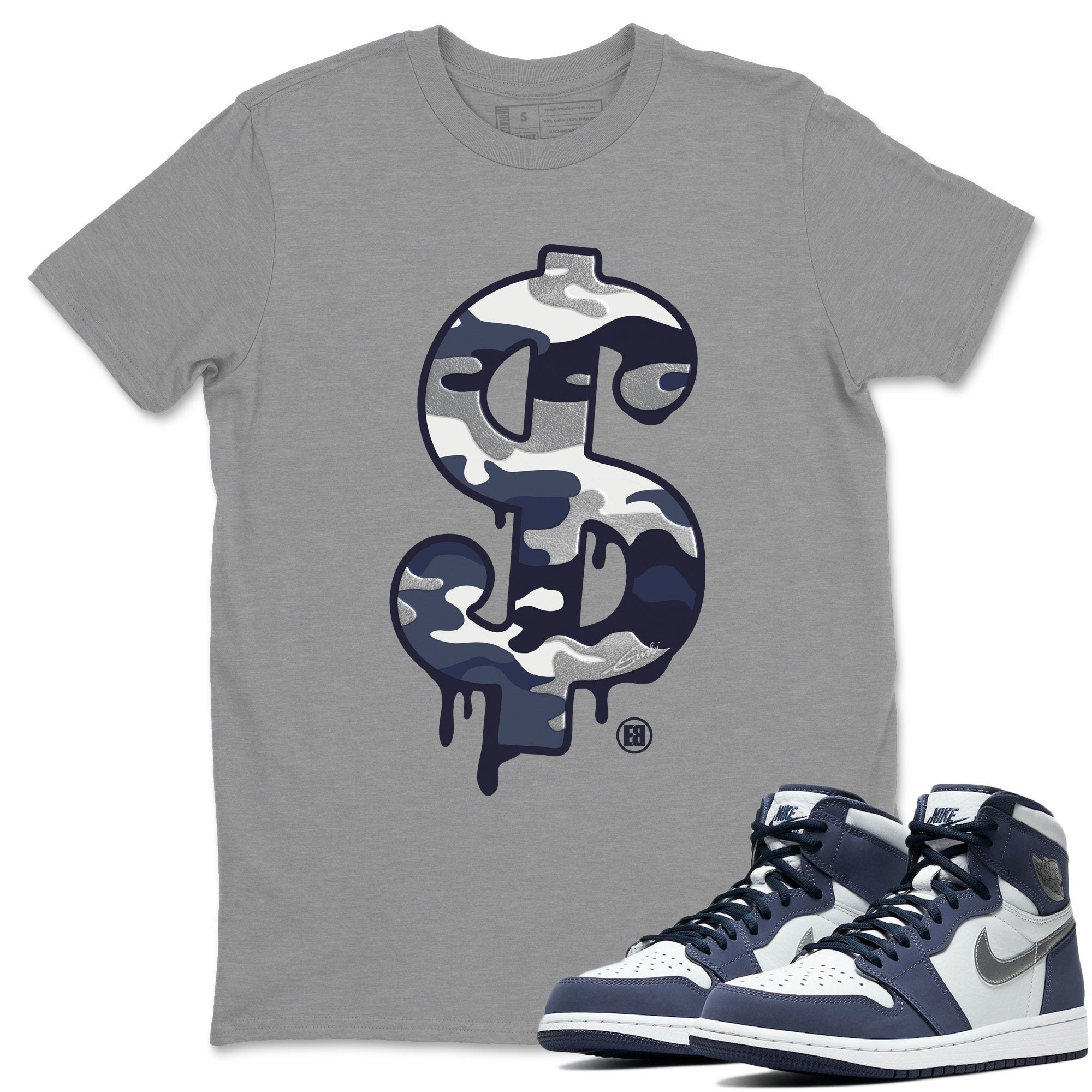 Dollar Camo Unisex Tops - Air Jordan 1 Midnight Navy