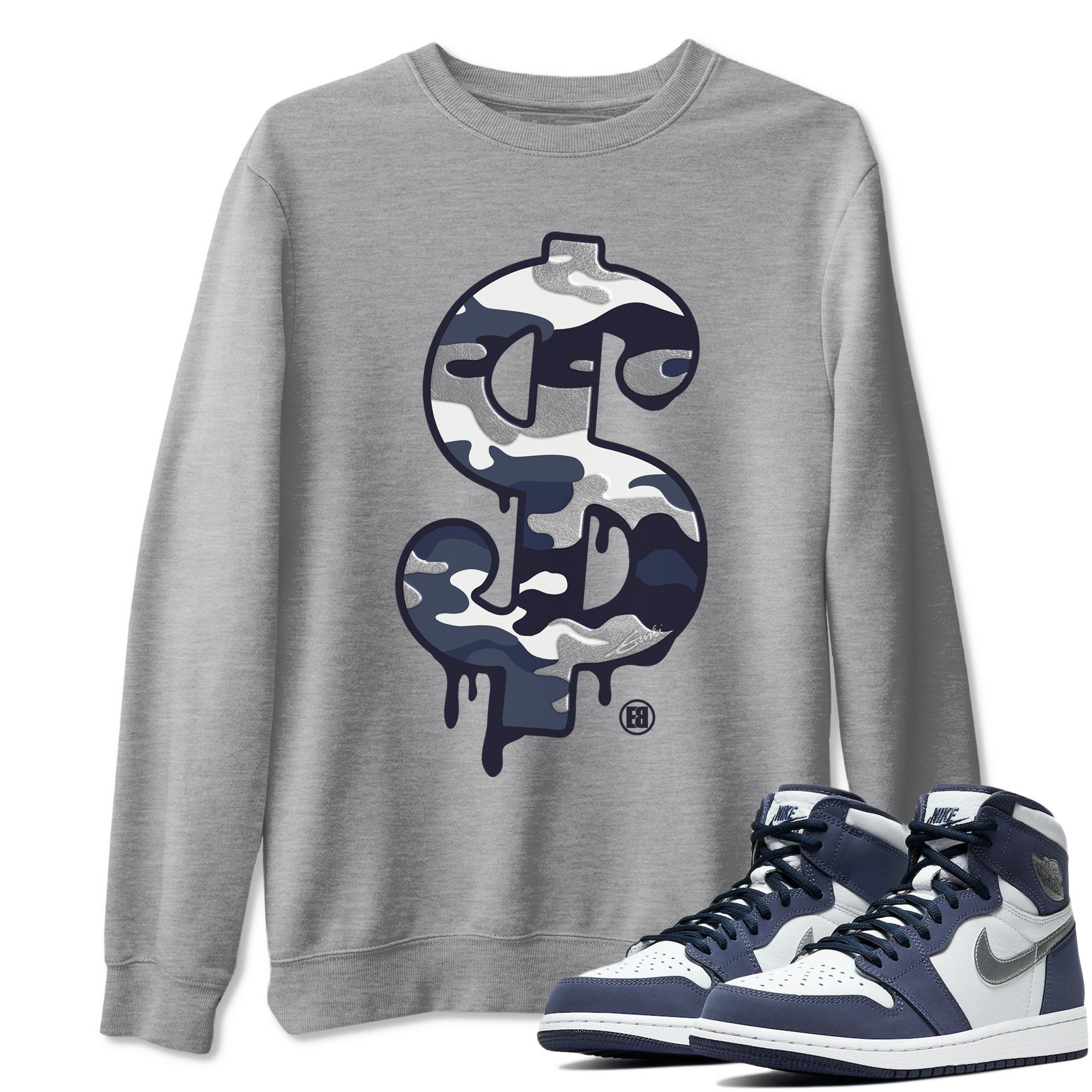 Dollar Camo Unisex Tops - Air Jordan 1 Midnight Navy