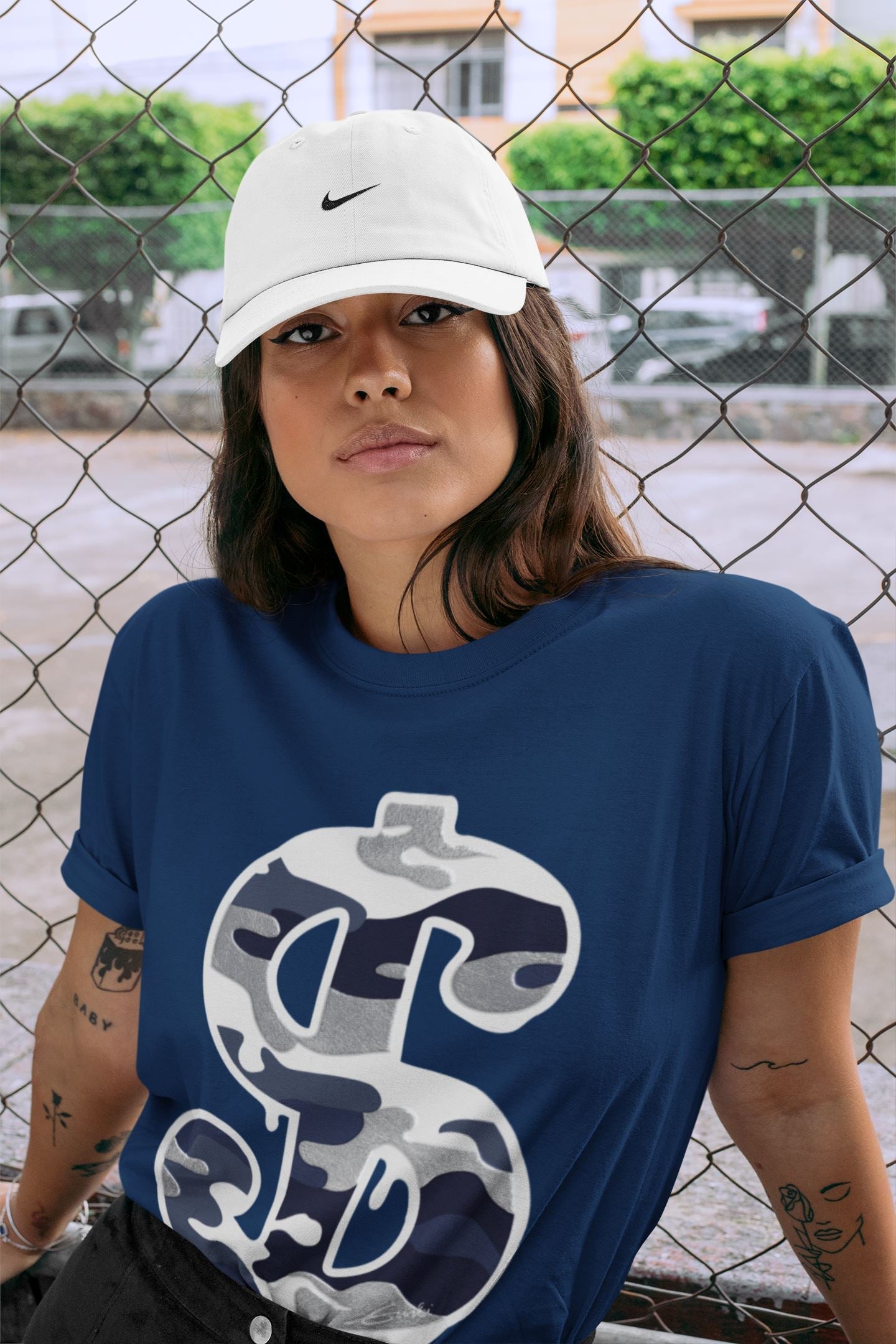 Dollar Camo Unisex Tops - Air Jordan 1 Midnight Navy