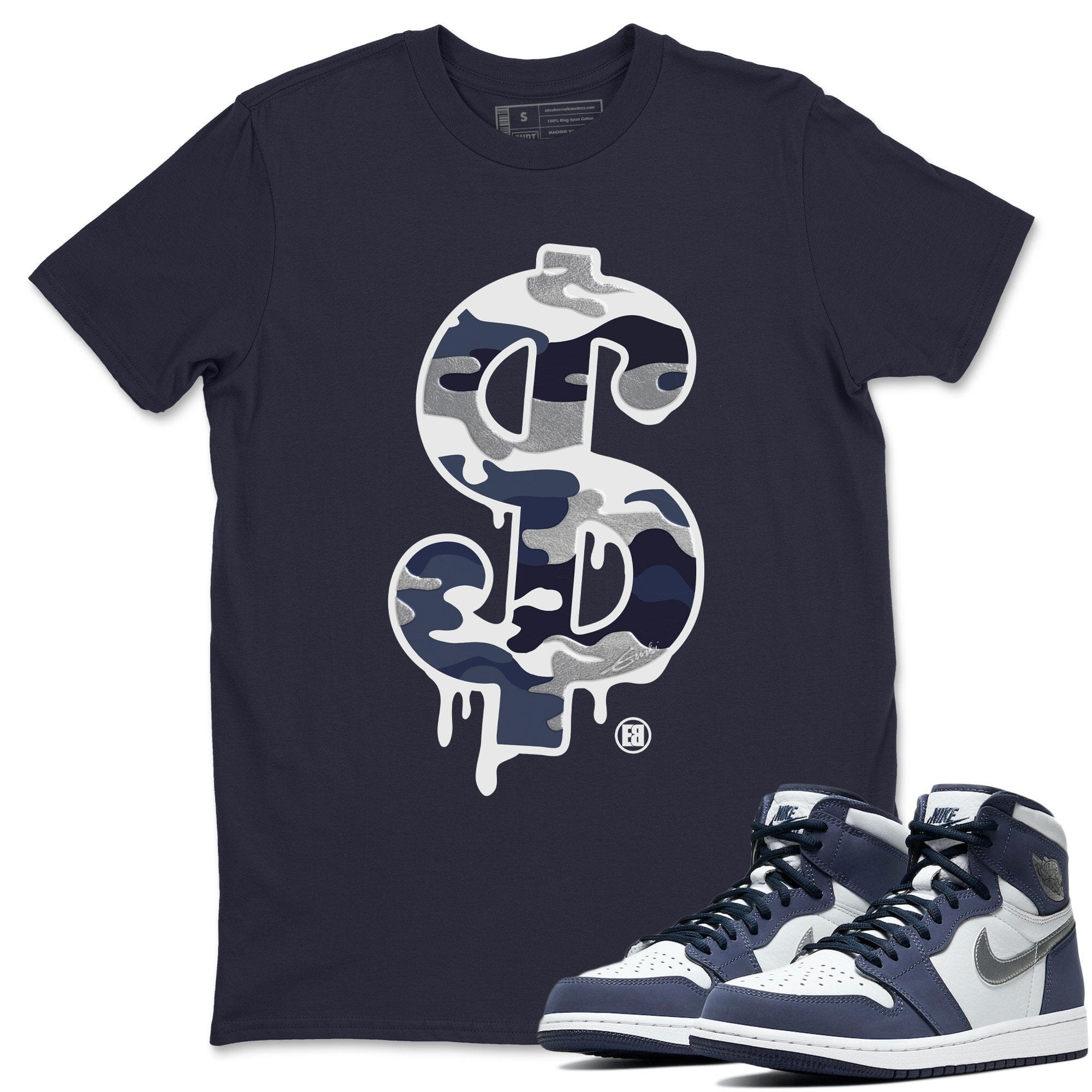 Dollar Camo Unisex Tops - Air Jordan 1 Midnight Navy