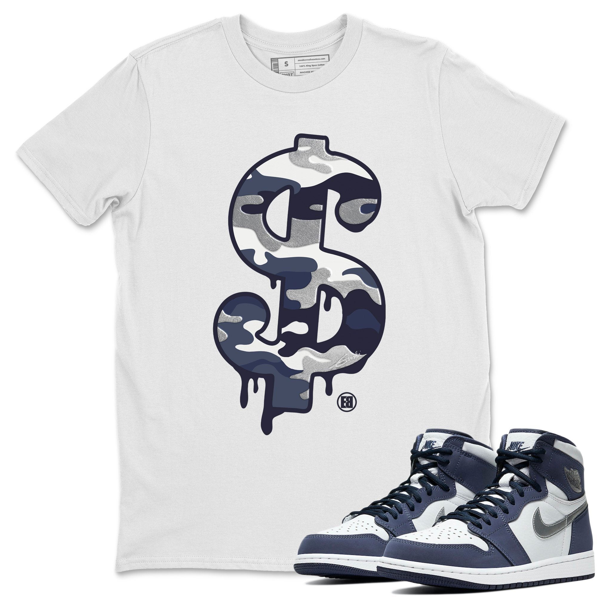 Dollar Camo Unisex Tops - Air Jordan 1 Midnight Navy
