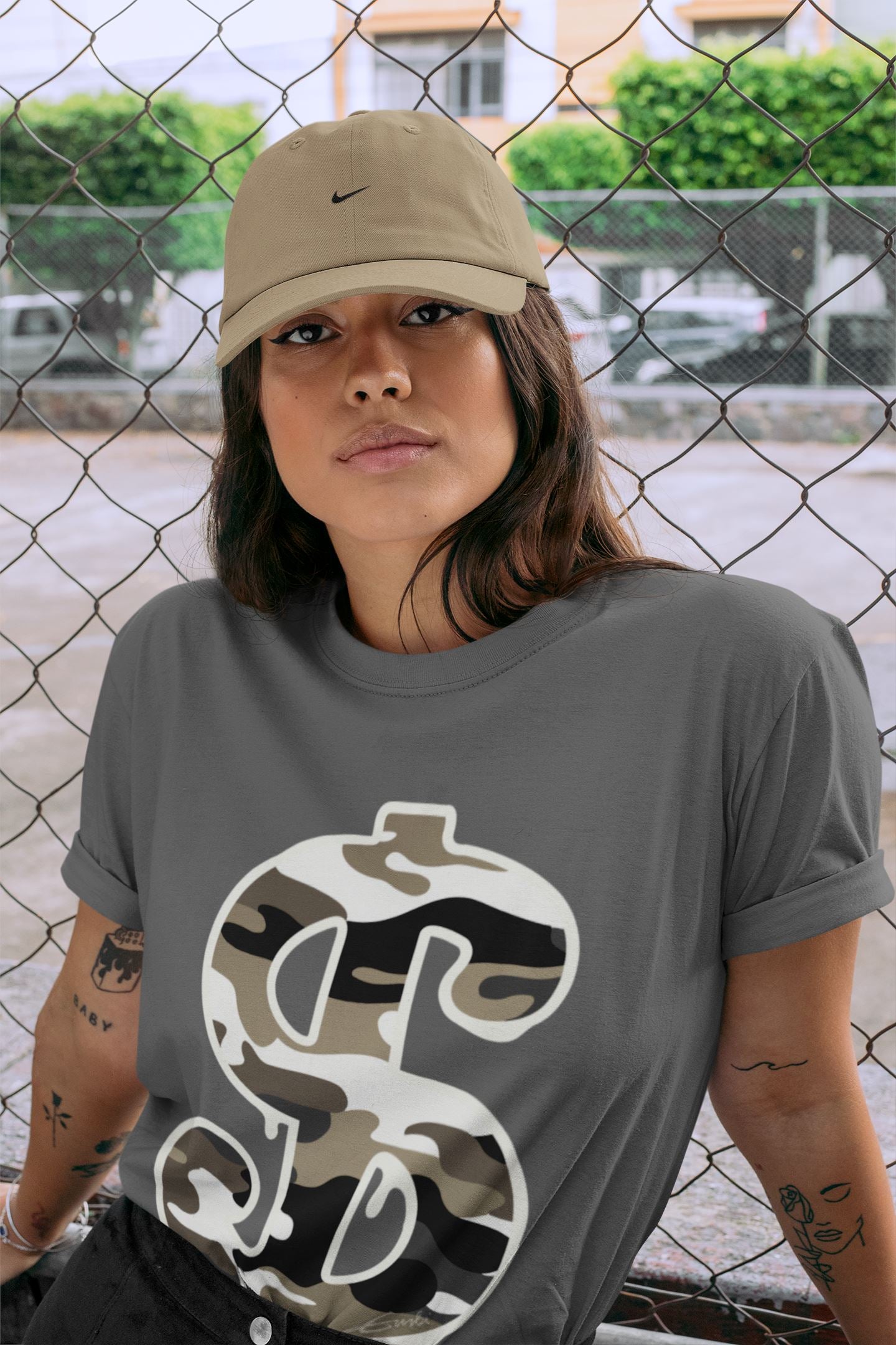 Dollar Camo Unisex Tops - Air Jordan 1 Dark Mocha