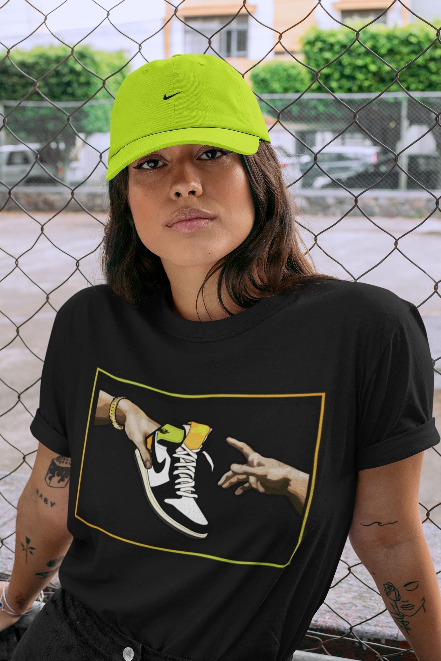 Adam's Creation Unisex Tops - Air Jordan 1 Volt Gold