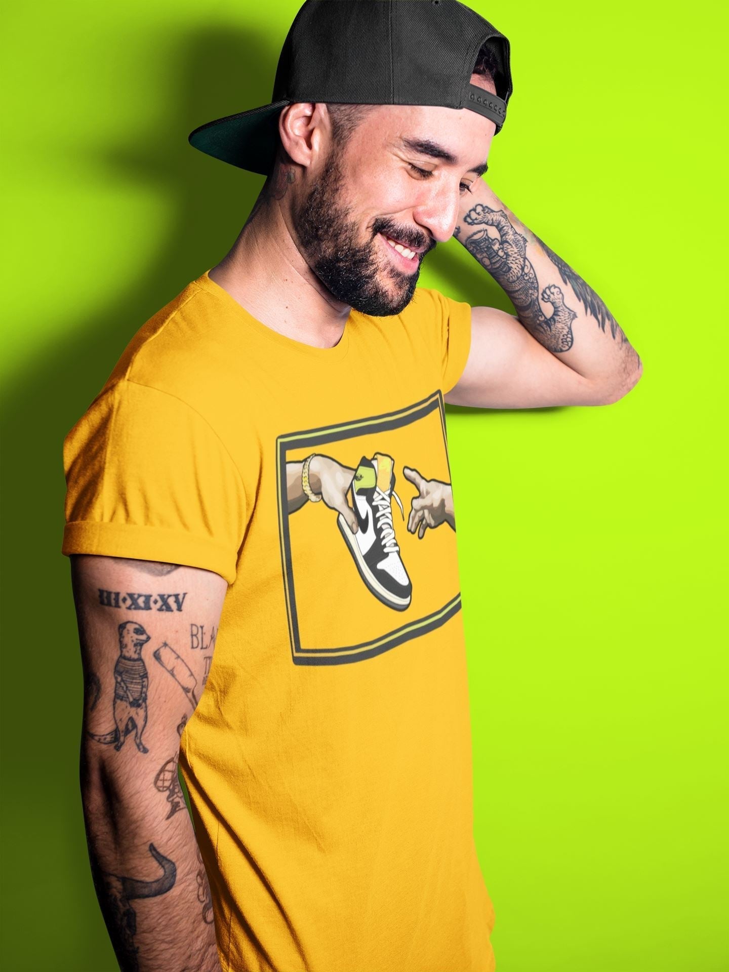 Adam's Creation Unisex Tops - Air Jordan 1 Volt Gold
