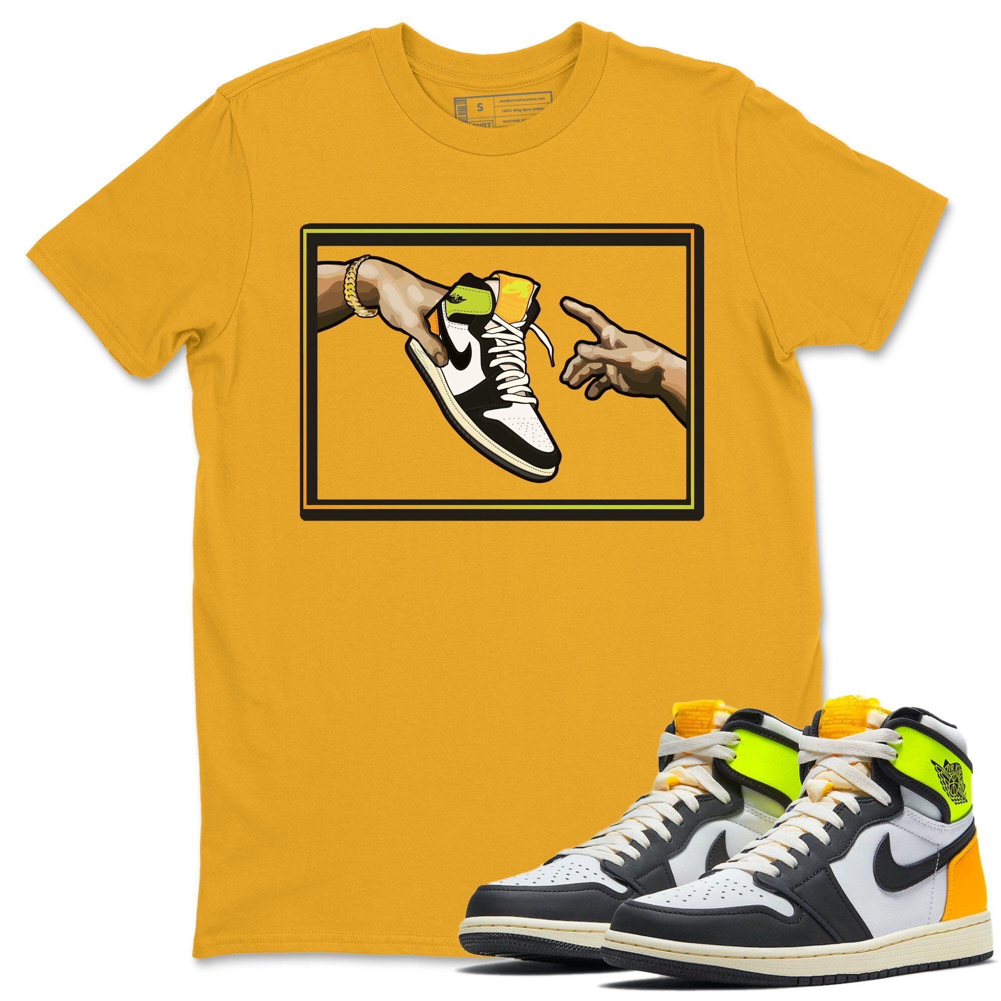 Adam's Creation Unisex Tops - Air Jordan 1 Volt Gold