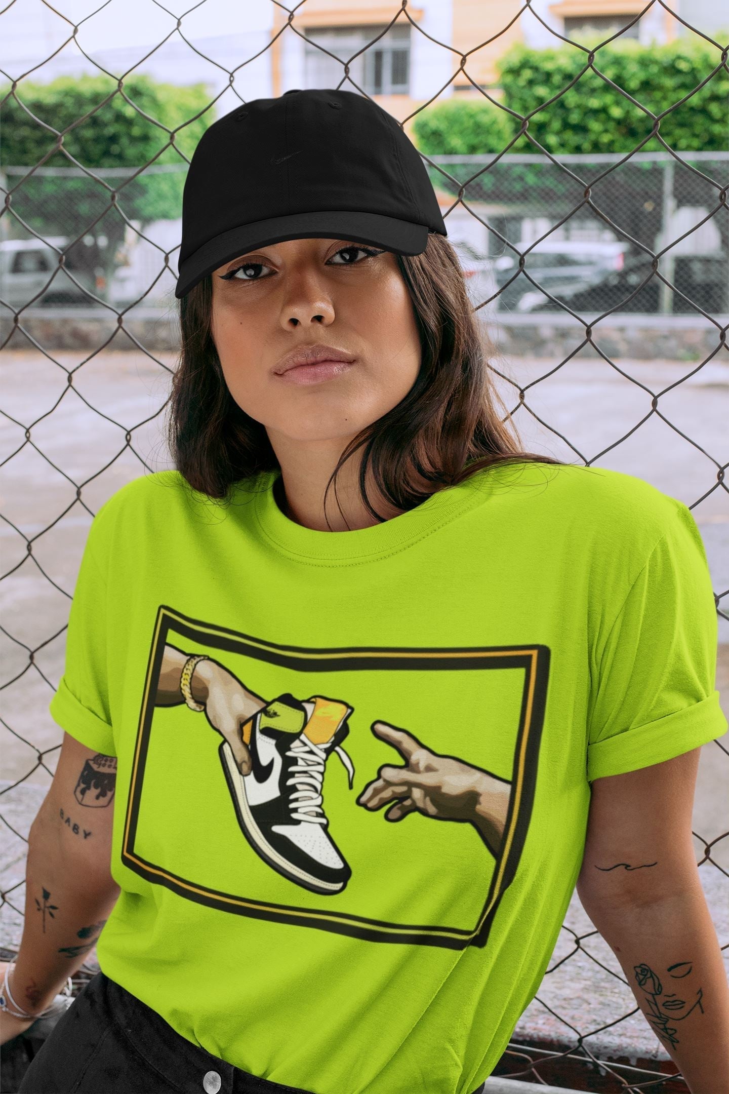 Adam's Creation Unisex Tops - Air Jordan 1 Volt Gold