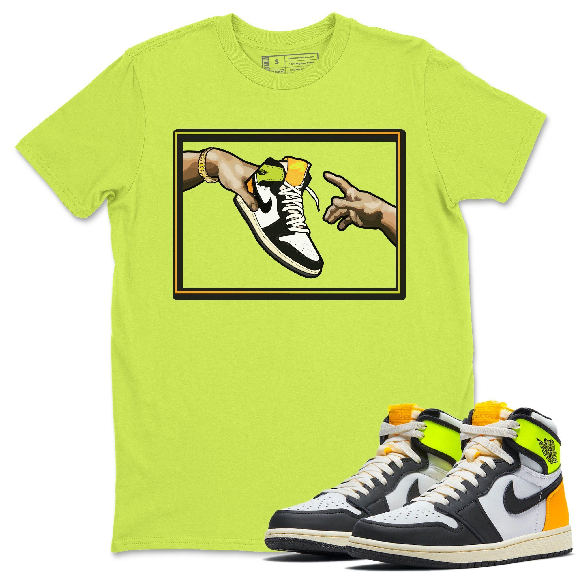 Adam's Creation Unisex Tops - Air Jordan 1 Volt Gold