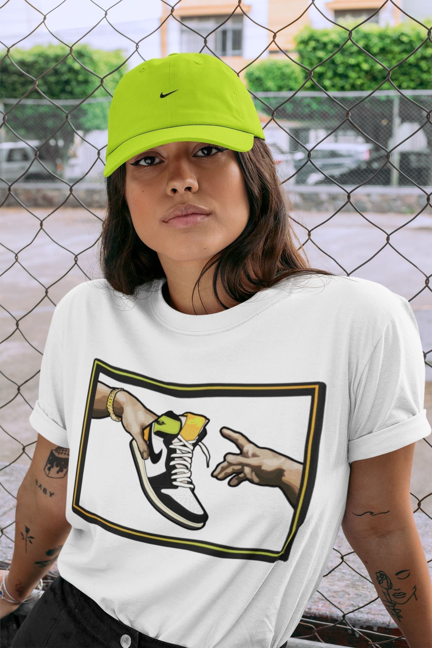 Adam's Creation Unisex Tops - Air Jordan 1 Volt Gold