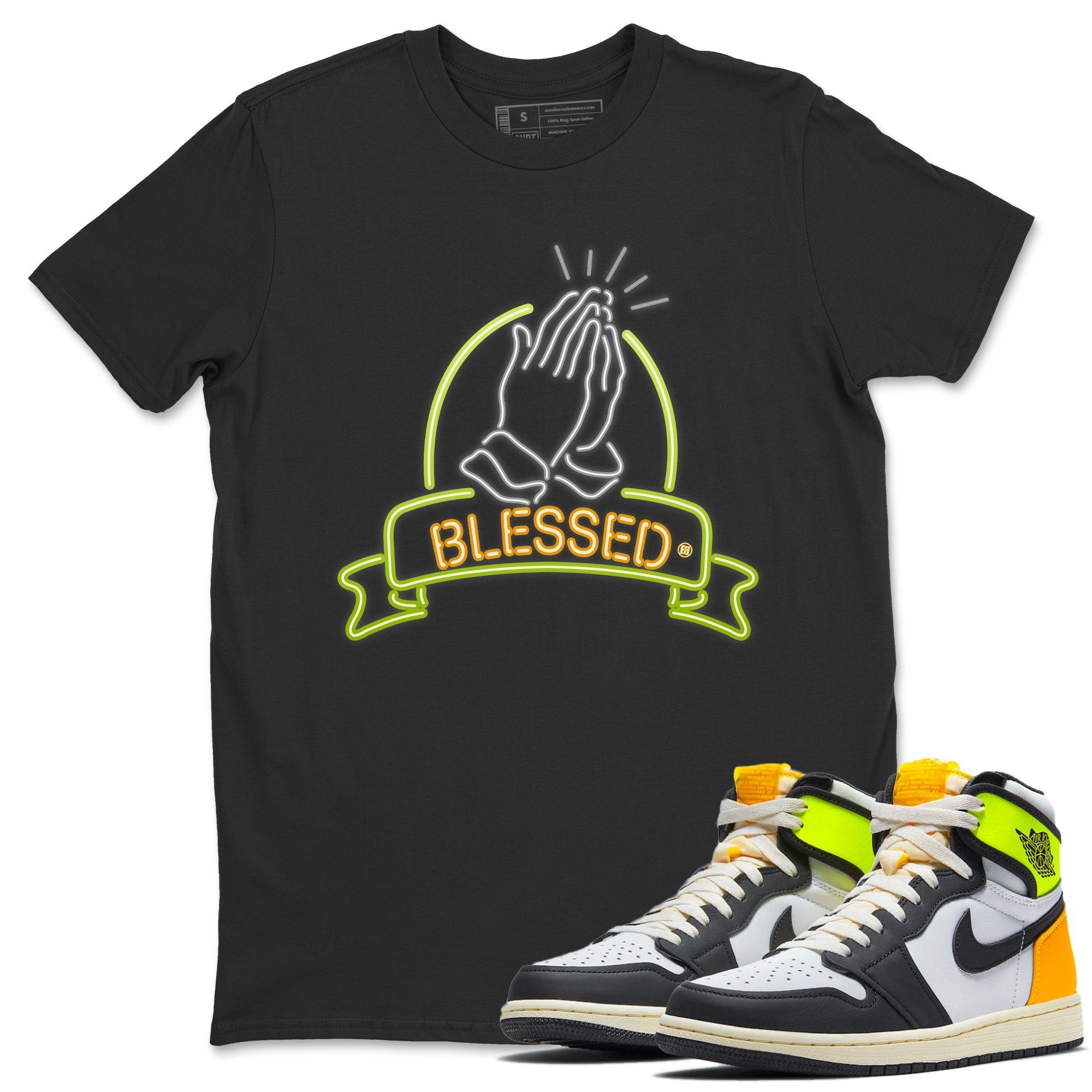Blessed Unisex Tops - Air Jordan 1 Volt Gold