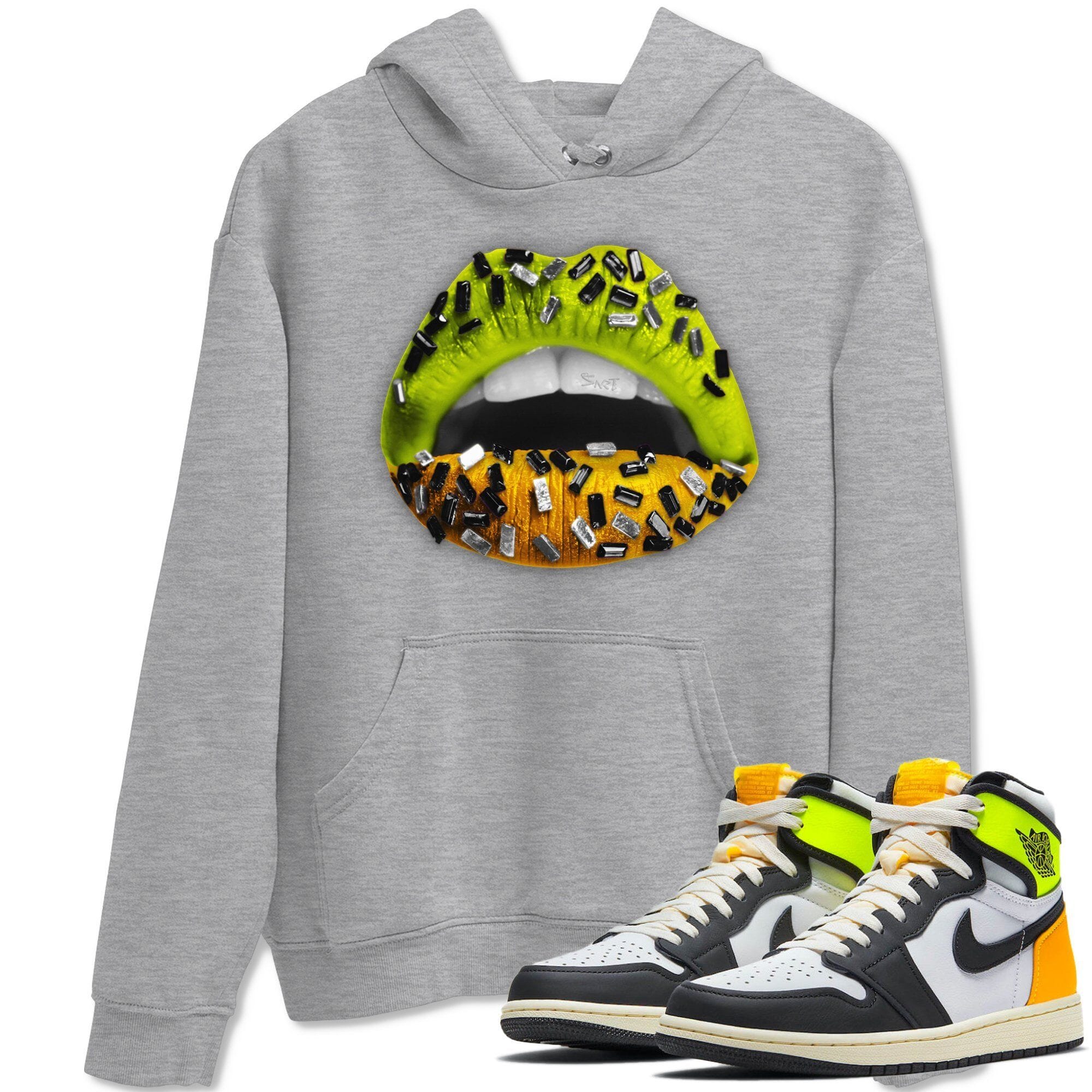 Lips Jewel Unisex Tops - Air Jordan 1 Volt Gold