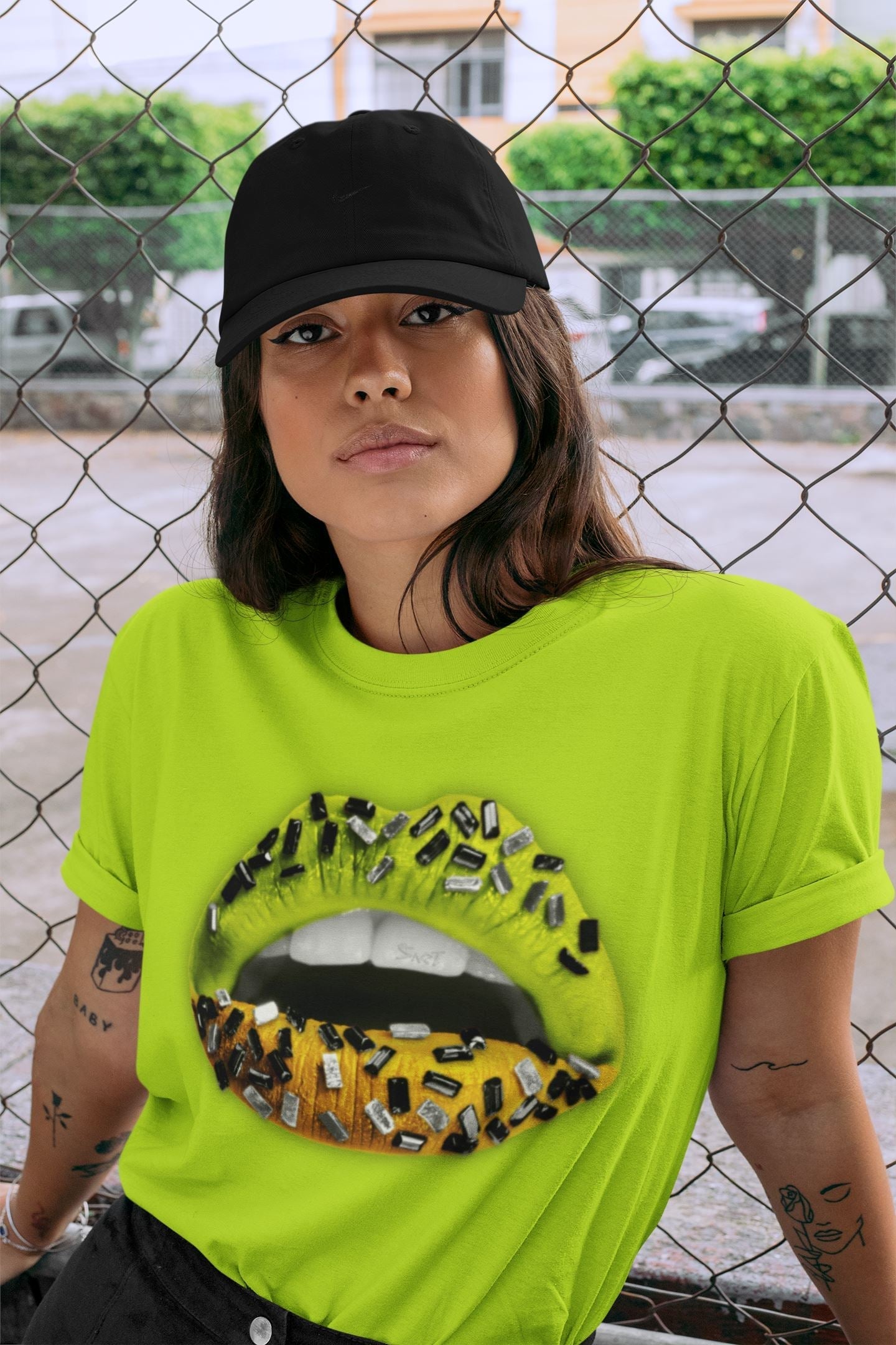 Lips Jewel Unisex Tops - Air Jordan 1 Volt Gold
