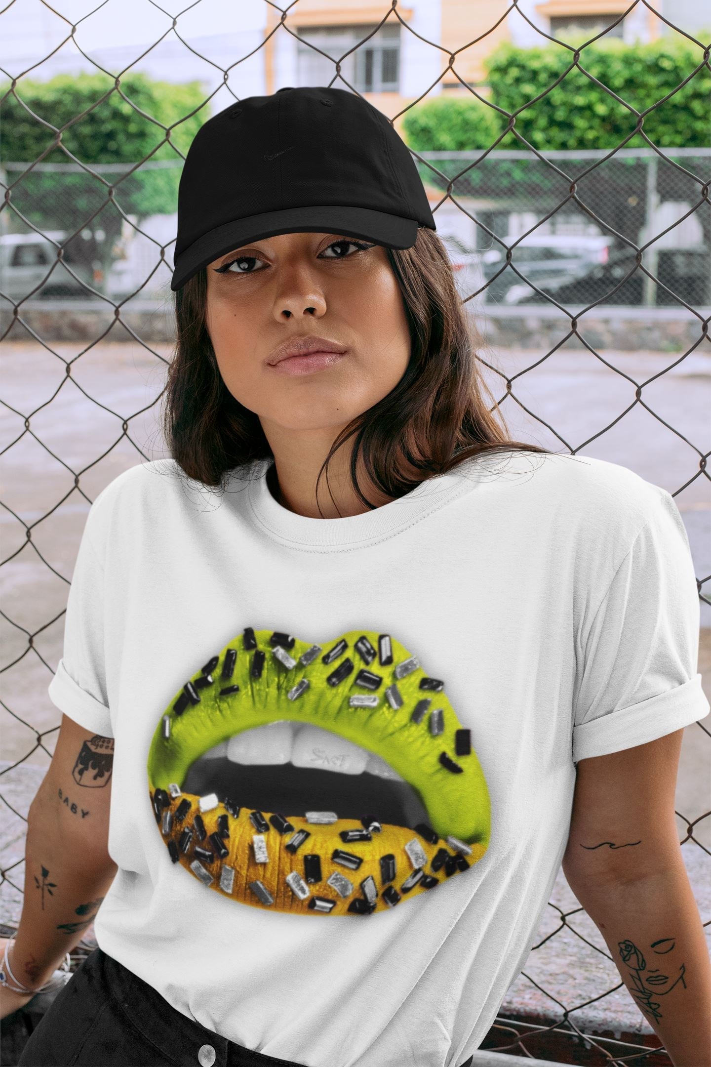 Lips Jewel Unisex Tops - Air Jordan 1 Volt Gold