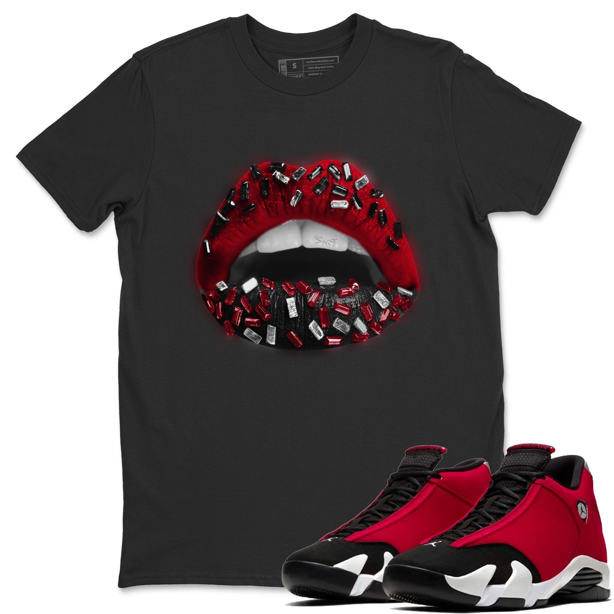Lips Jewel Unisex Tops - Air Jordan 14 Gym Red