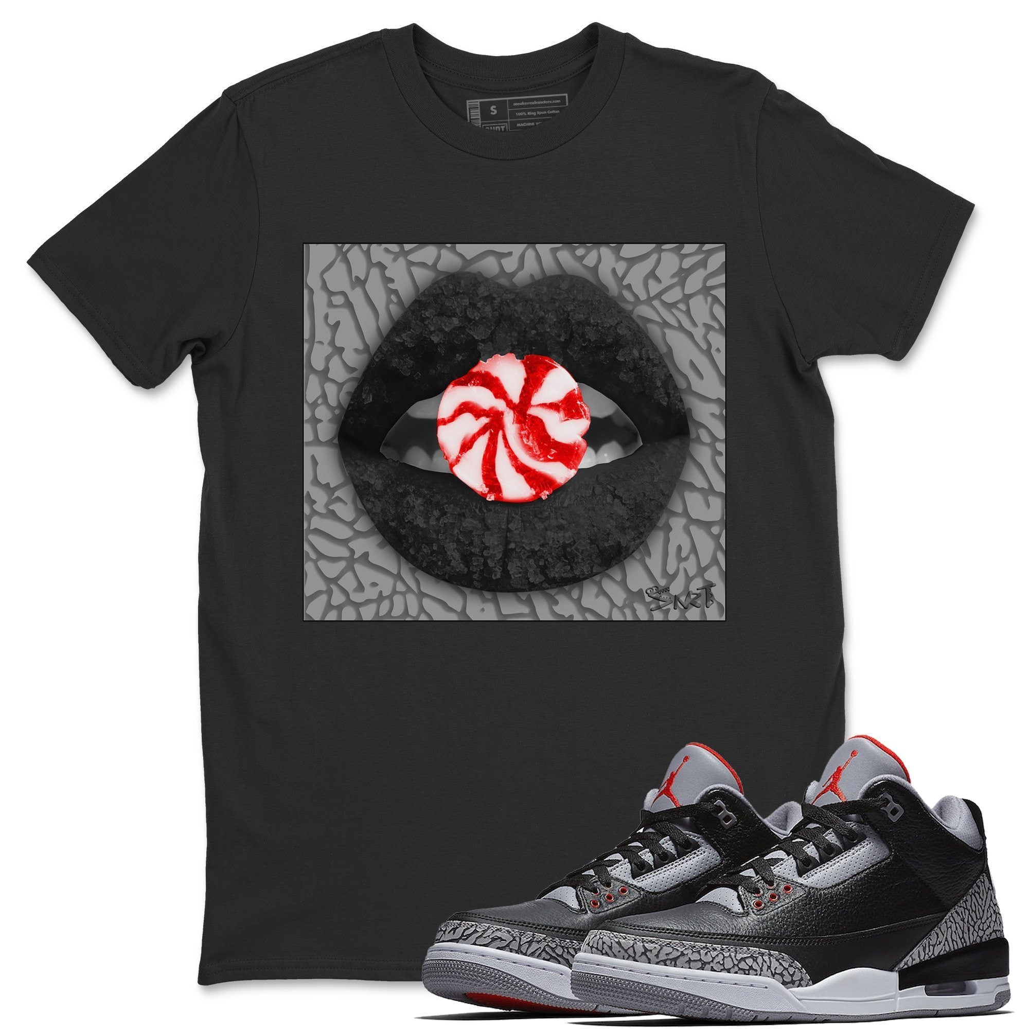 Lips Candy Unisex Tops - Air Jordan 3 Black Cement
