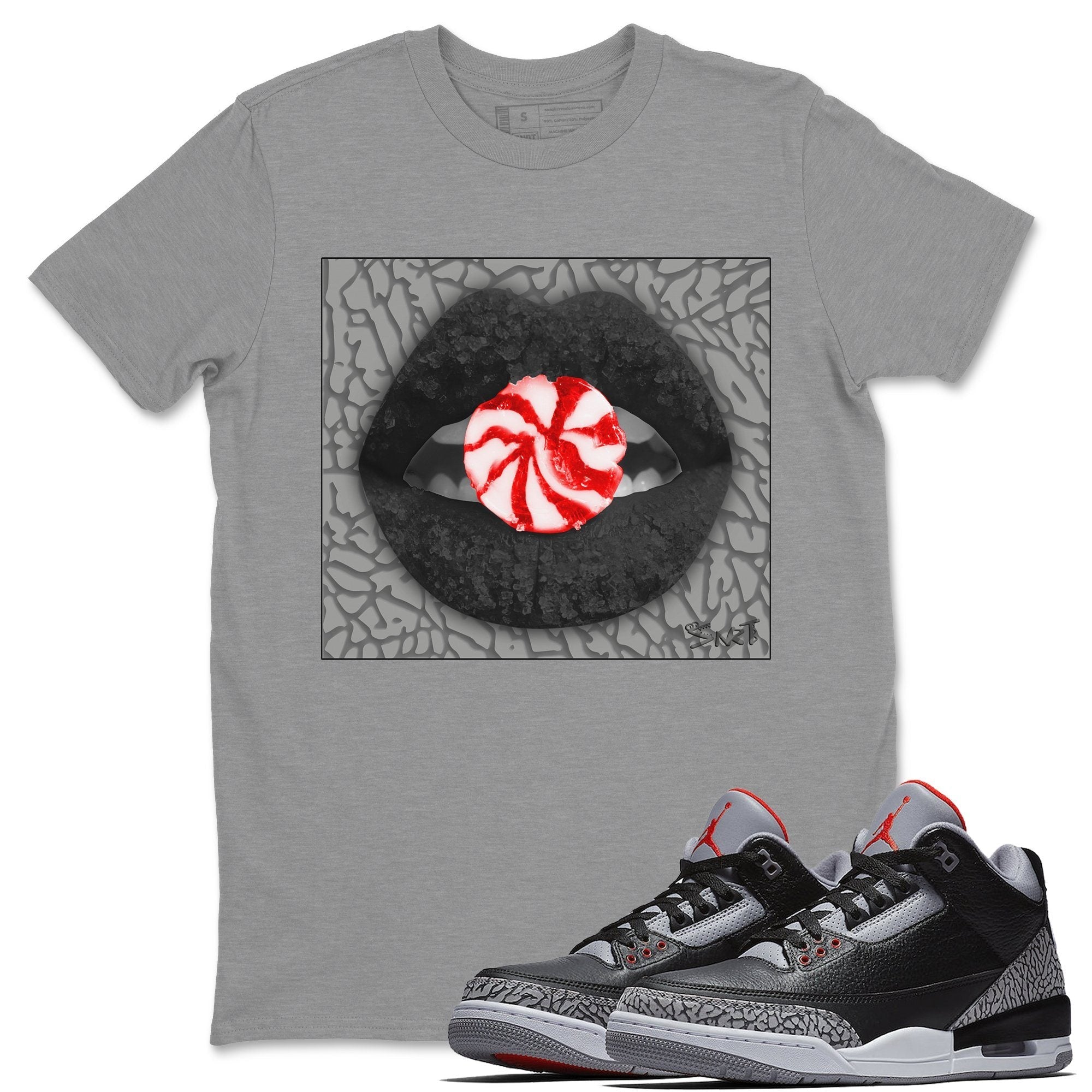 Lips Candy Unisex Tops - Air Jordan 3 Black Cement