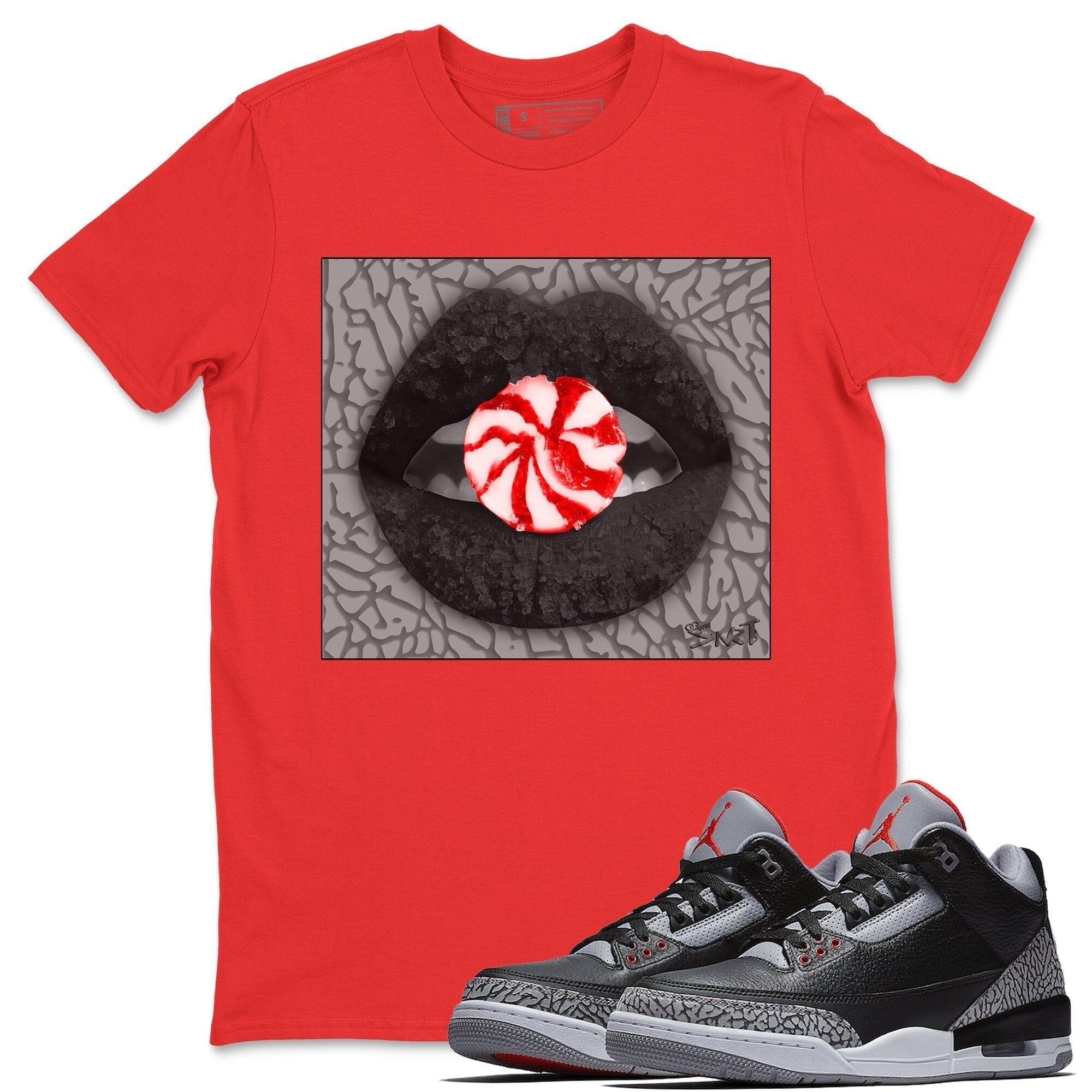Lips Candy Unisex Tops - Air Jordan 3 Black Cement