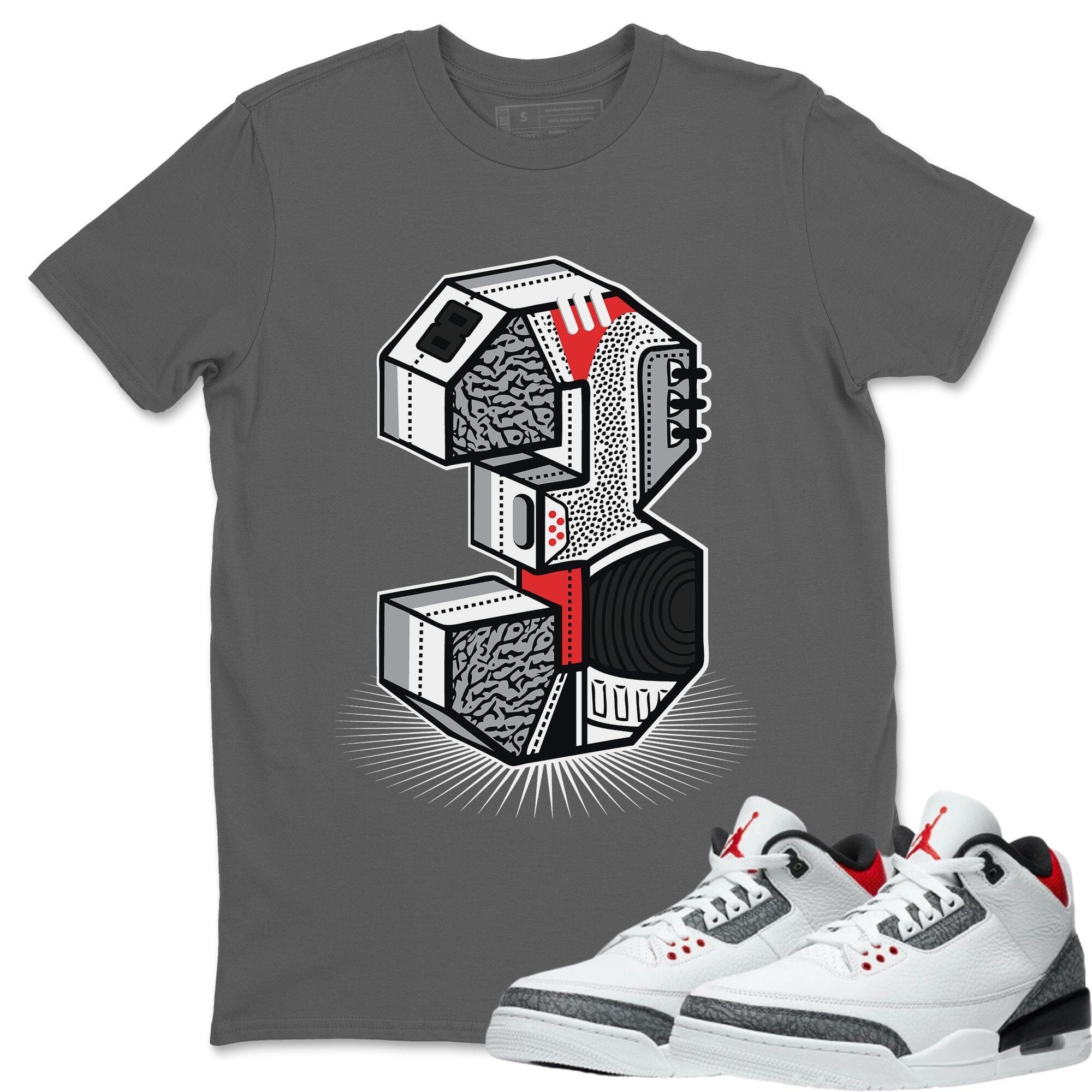Three Statue Unisex Tops - Air Jordan 3 Fire Red