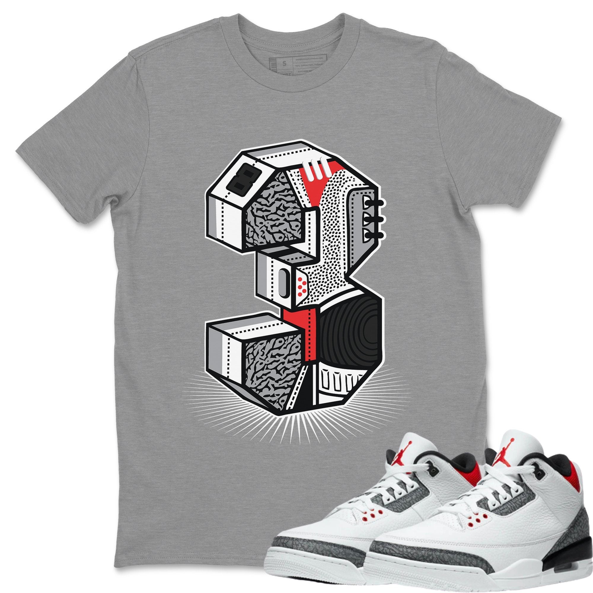 Three Statue Unisex Tops - Air Jordan 3 Fire Red