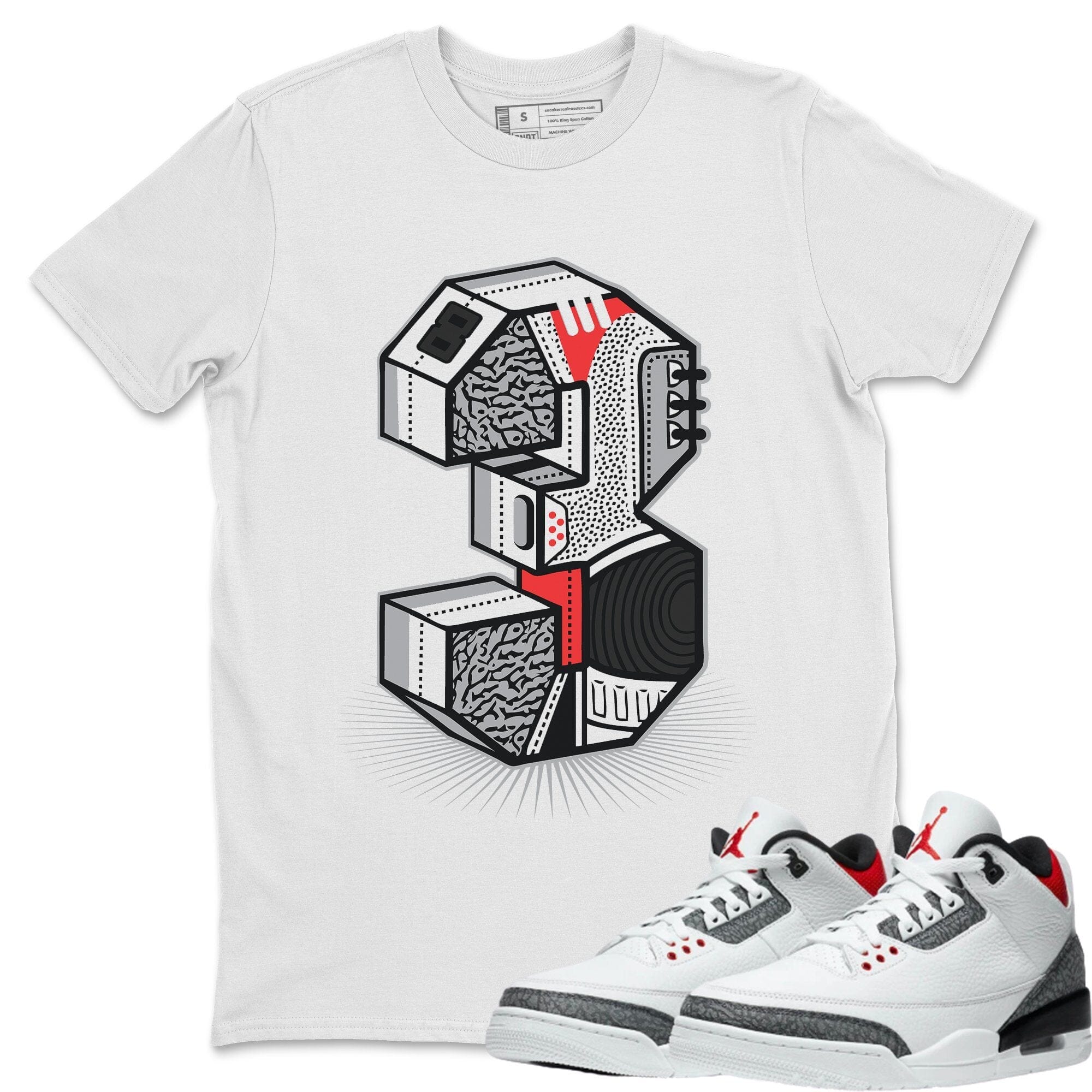 Three Statue Unisex Tops - Air Jordan 3 Fire Red