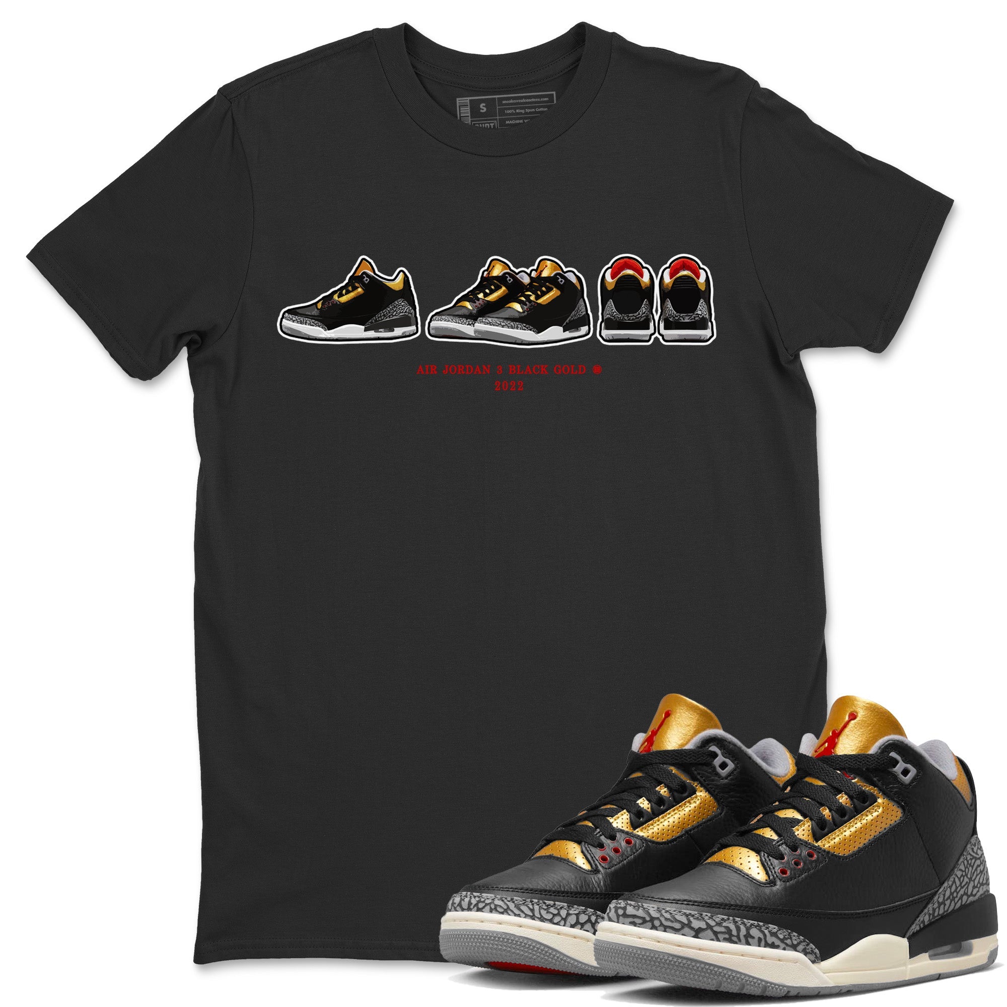 snkmatch Prelude Unisex Tops - Air Jordan 3 Black Gold