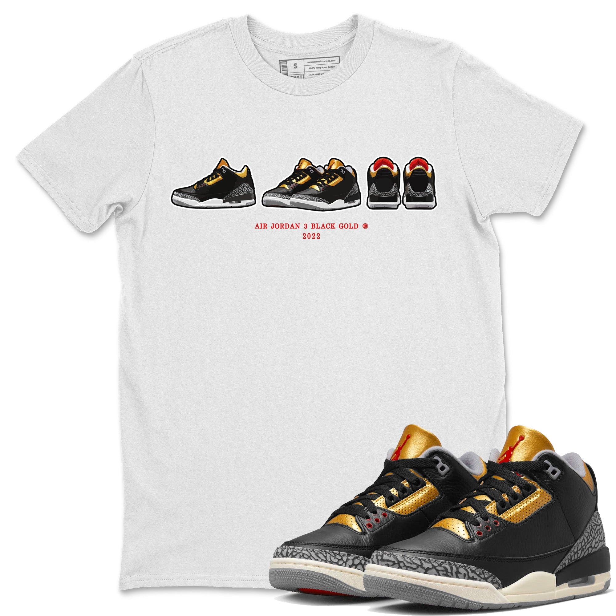 snkmatch Prelude Unisex Tops - Air Jordan 3 Black Gold