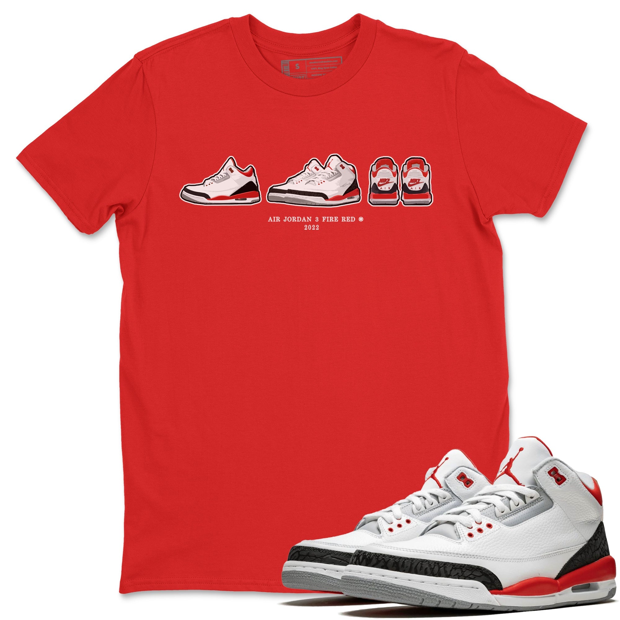 snkmatch Prelude Unisex Tops - Air Jordan 3 Fire Red