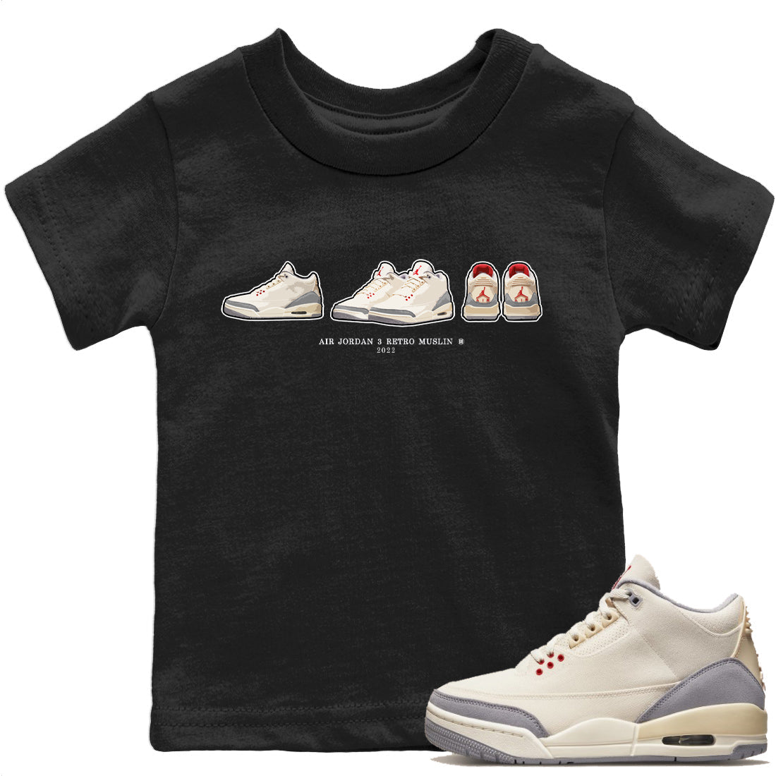 snkmatch Prelude Kids Tops - Air Jordan 3 Muslin