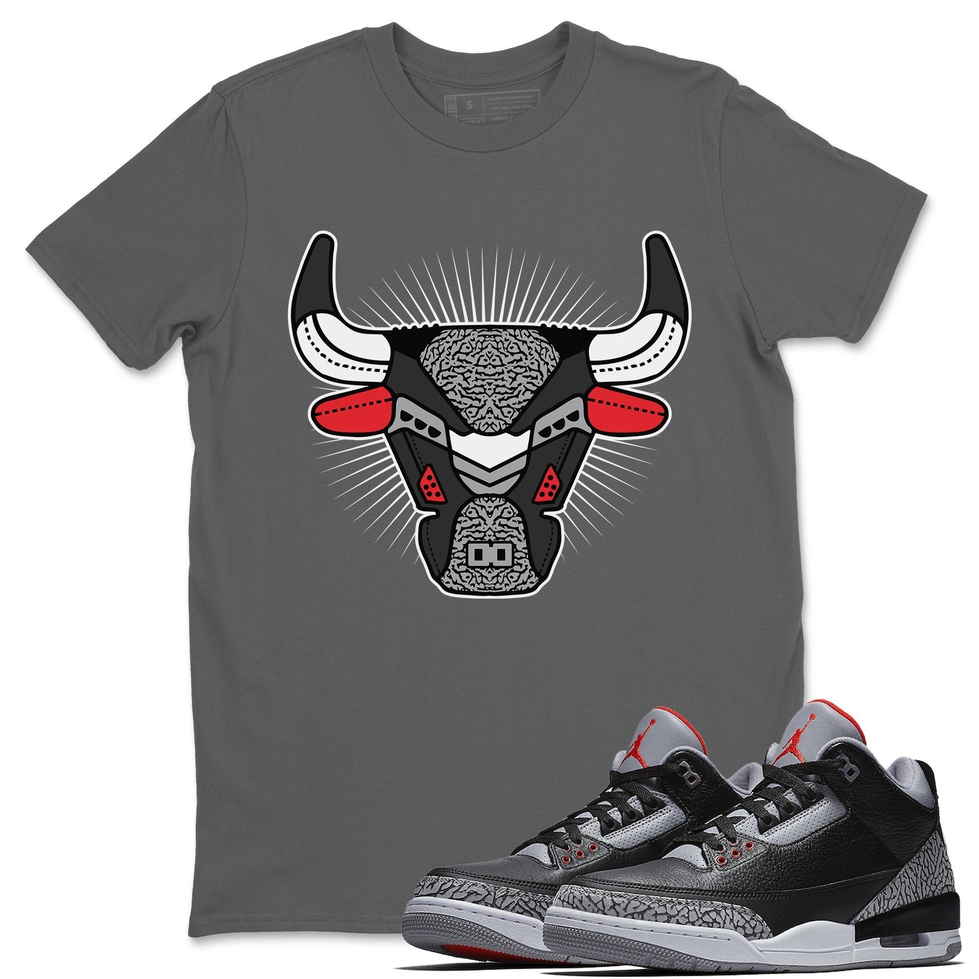 AJ3 Bull Head Unisex Tops - Air Jordan 3 Black Cement