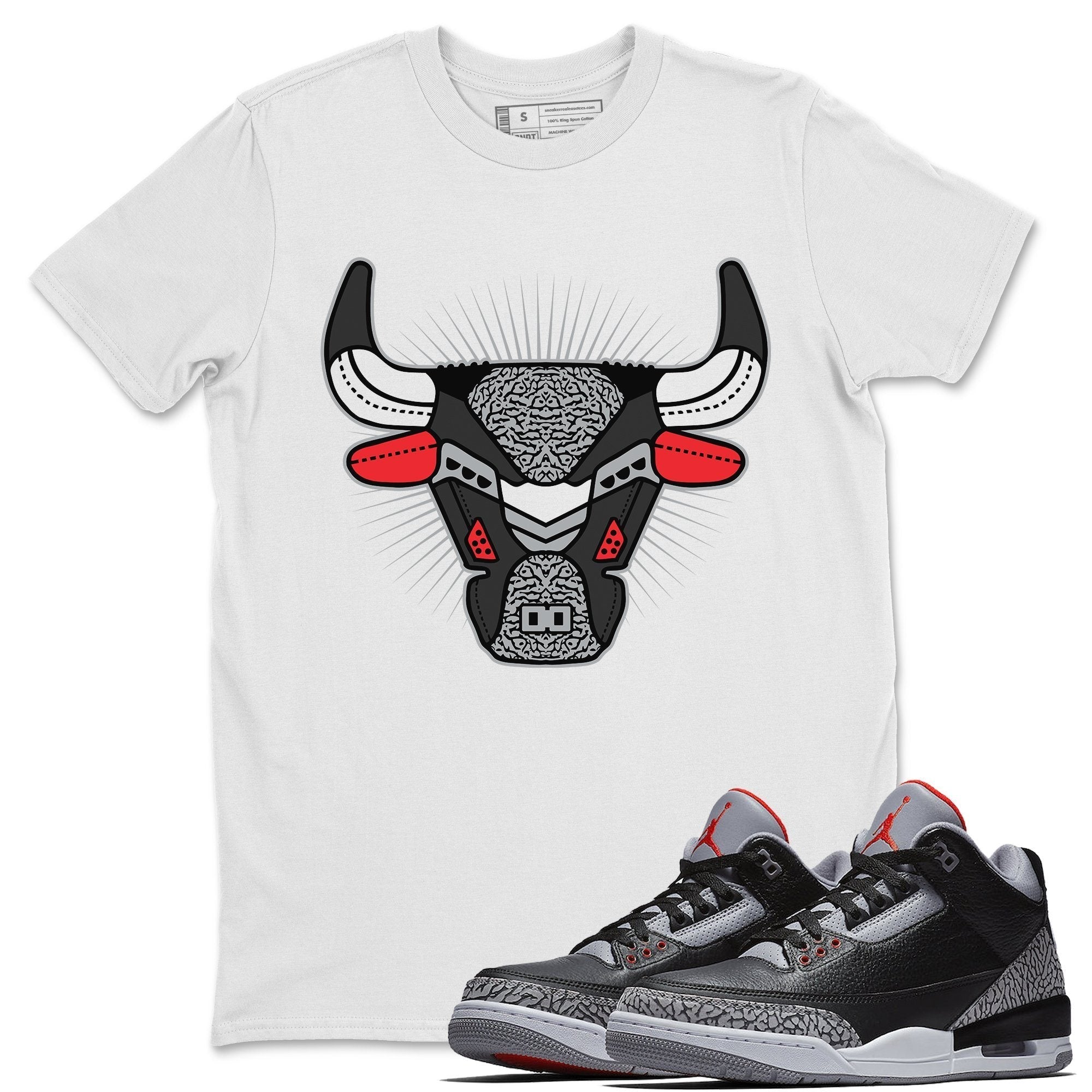 AJ3 Bull Head Unisex Tops - Air Jordan 3 Black Cement