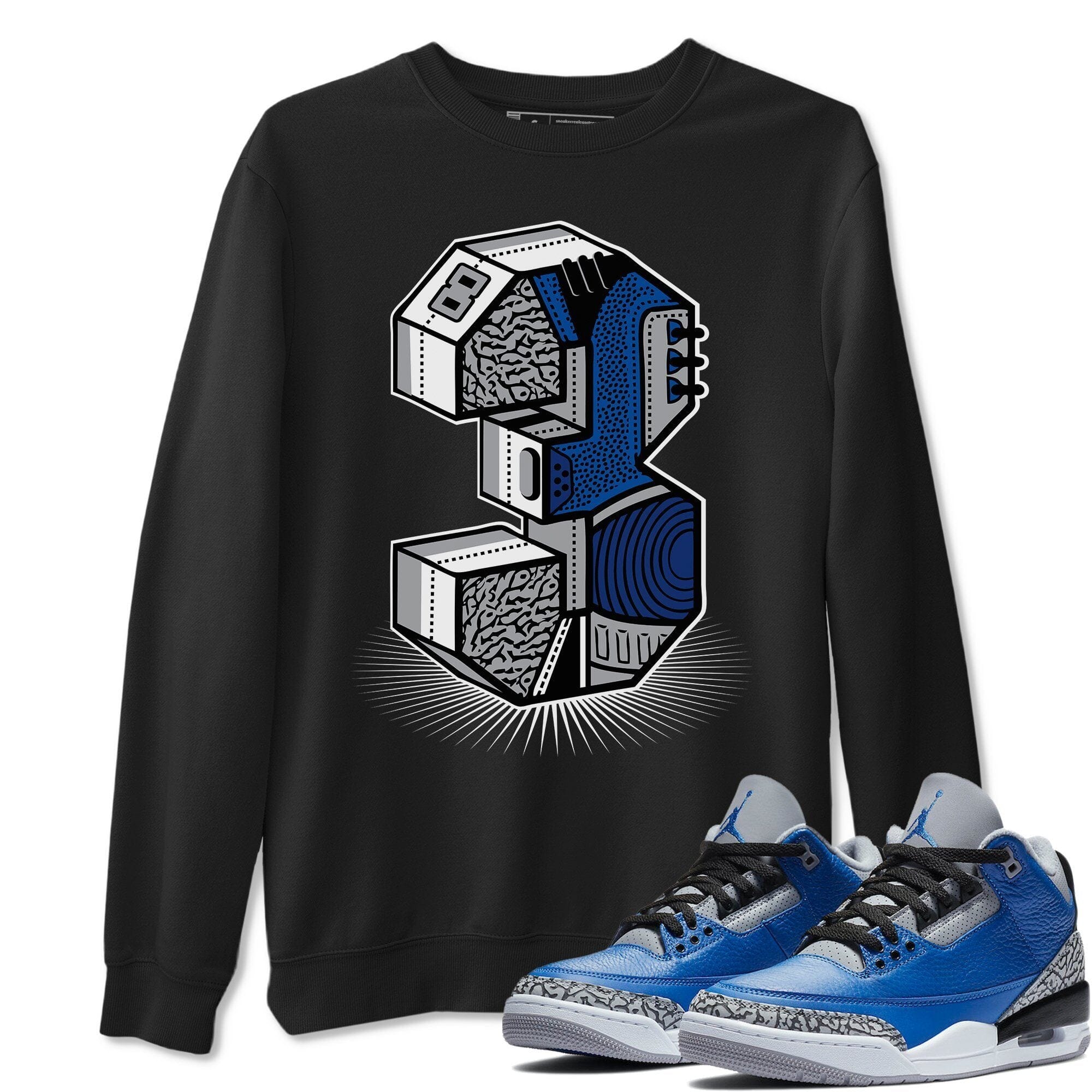 Three Statue Unisex Tops - Air Jordan 3 Varsity Royal