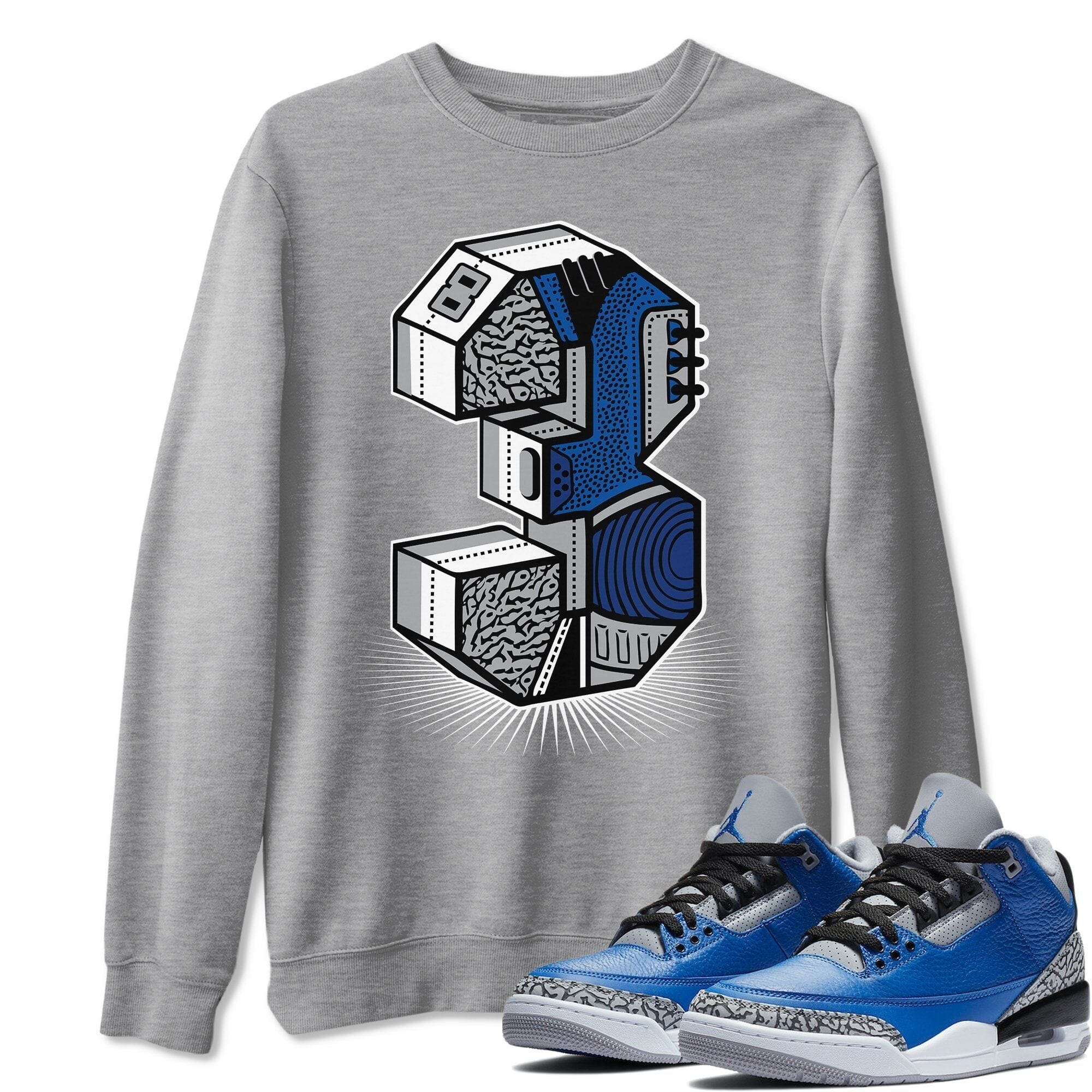 Three Statue Unisex Tops - Air Jordan 3 Varsity Royal